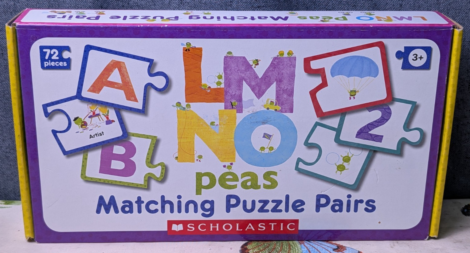Alphabet Numbers 72 Pieces Scholastic LMNO Peas Matching Puzzle Pairs Kids
