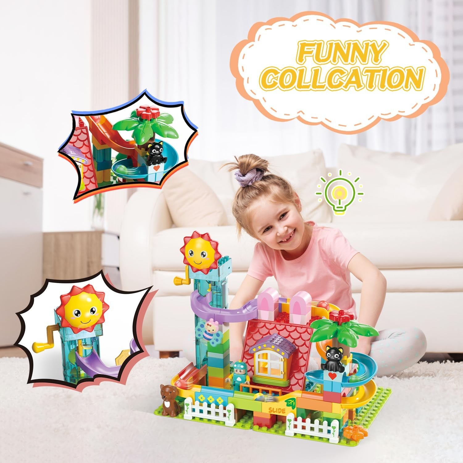 Marble Run Building Blocks Toy – 2 in 1 Compatible Blocks Models wi… Fast Ship