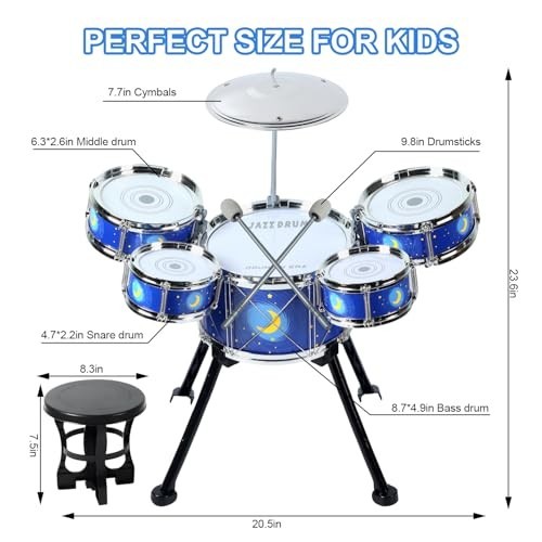 Drum Set for Toddlers 1-3 – Upgraded Kids Musical Toy for 3-5 Years Old Boys…