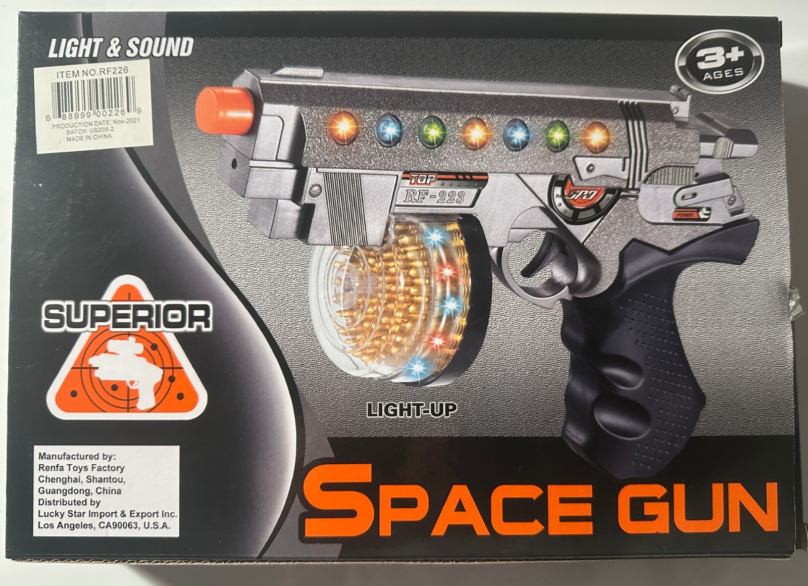 SPACE GUN SUPERIOR LIGHT UP – LIGHT & SOUND 2 PK