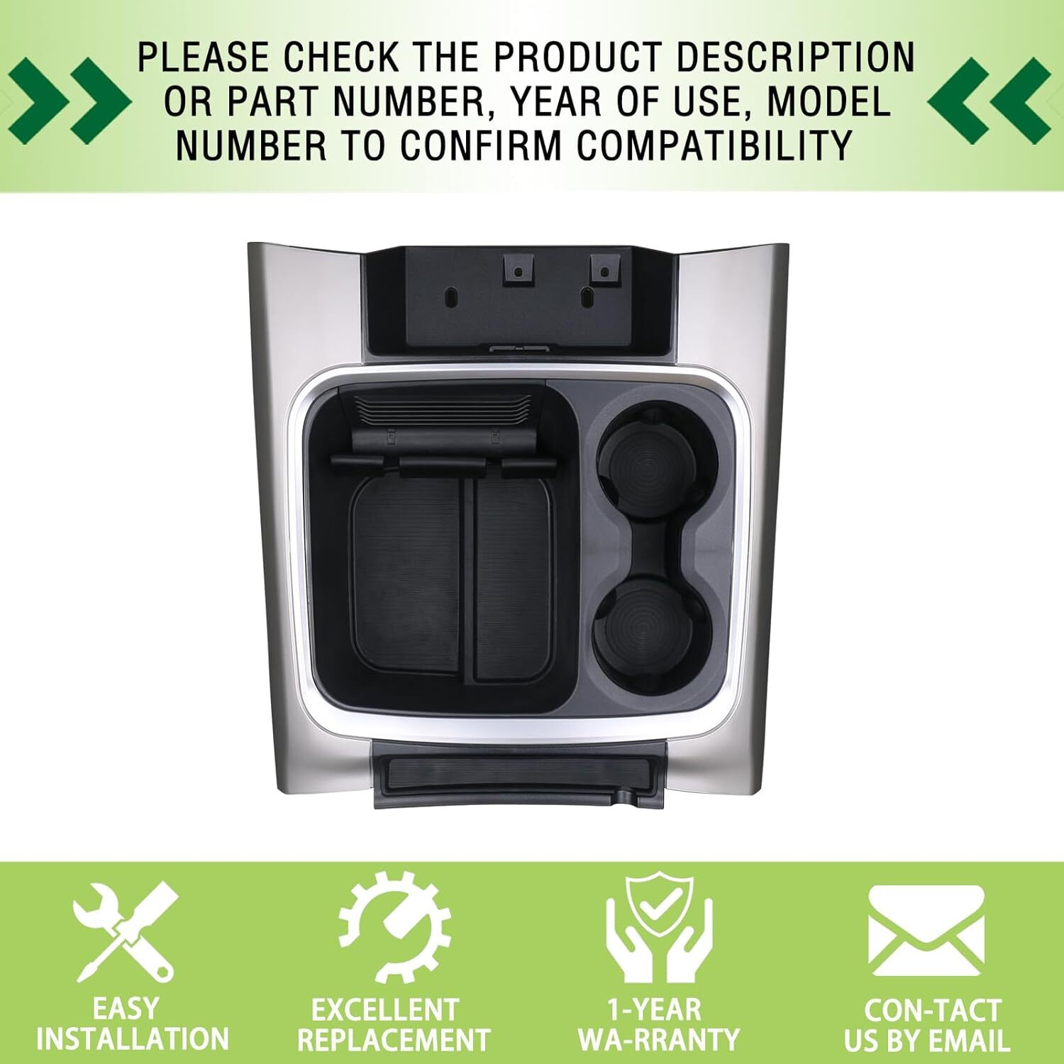 Full Floor Center Console Trim Bezel Cup Holder Middle Console Cover Compatible