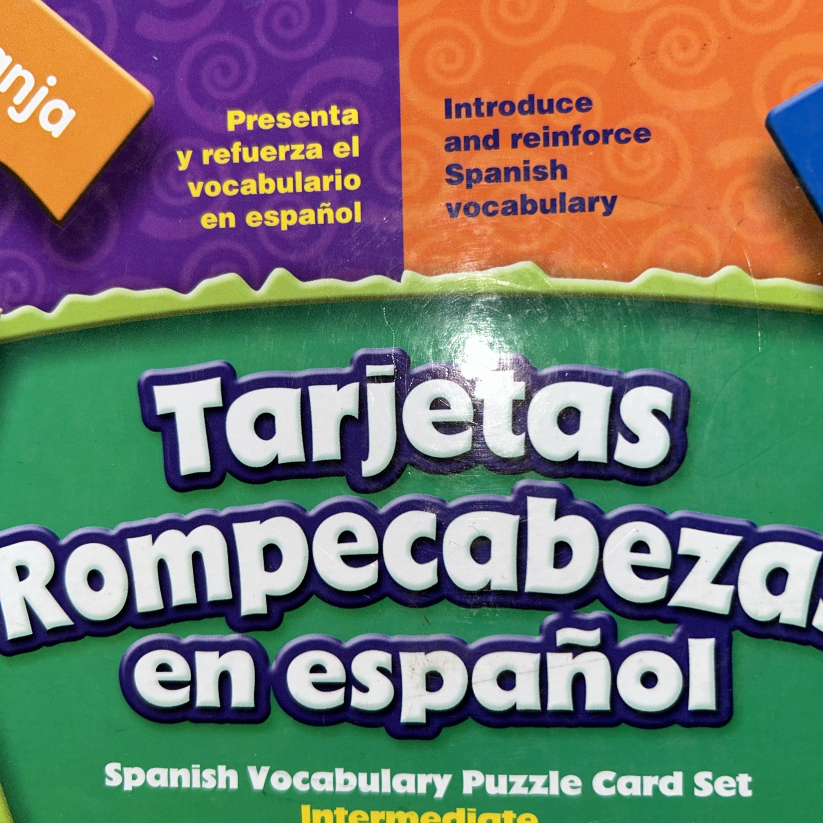 Spanish Vocabulary Flash Cards for Adults & Kids Intermediate Puzzle Cards