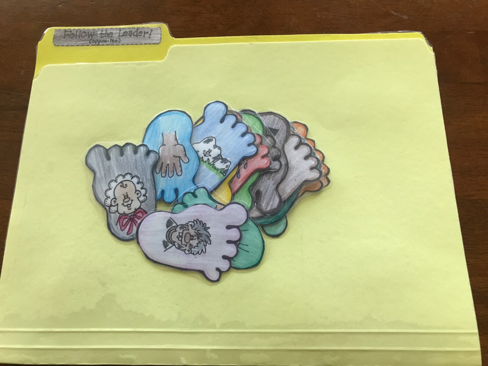 Follow the Leader! Opposites Grade K language arts file folder game teacher