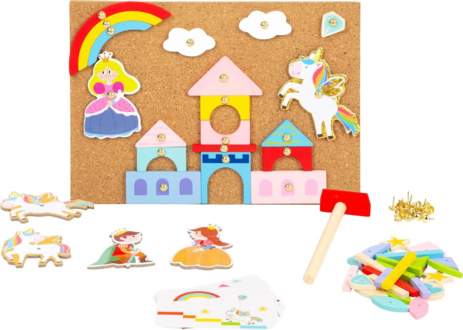 Small Foot Hämmerchenspiel Holz Kork, mit Motiven Zum Thema Einhorn und Prinzess