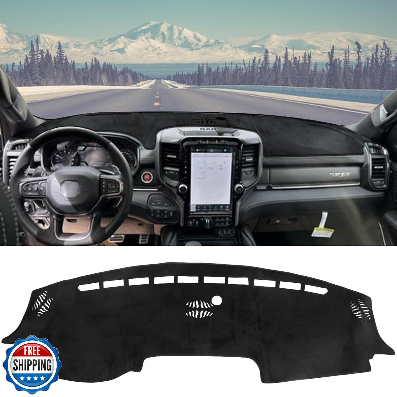 DWKJMYCP Flannel Dashboard Cover Dash Cover Mat Compatible with Dodge Ram 150