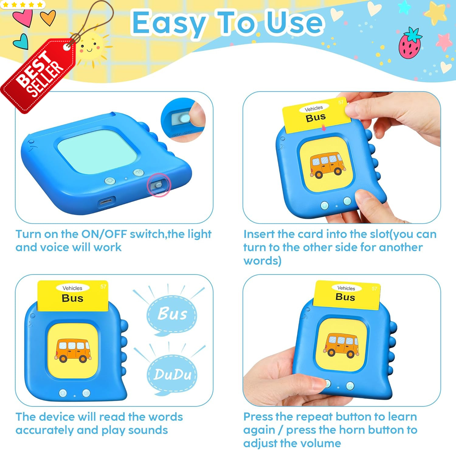 Talking Flash Cards 240 Sight Words Speech Therapy Toy Kids Ages 1-5 – US