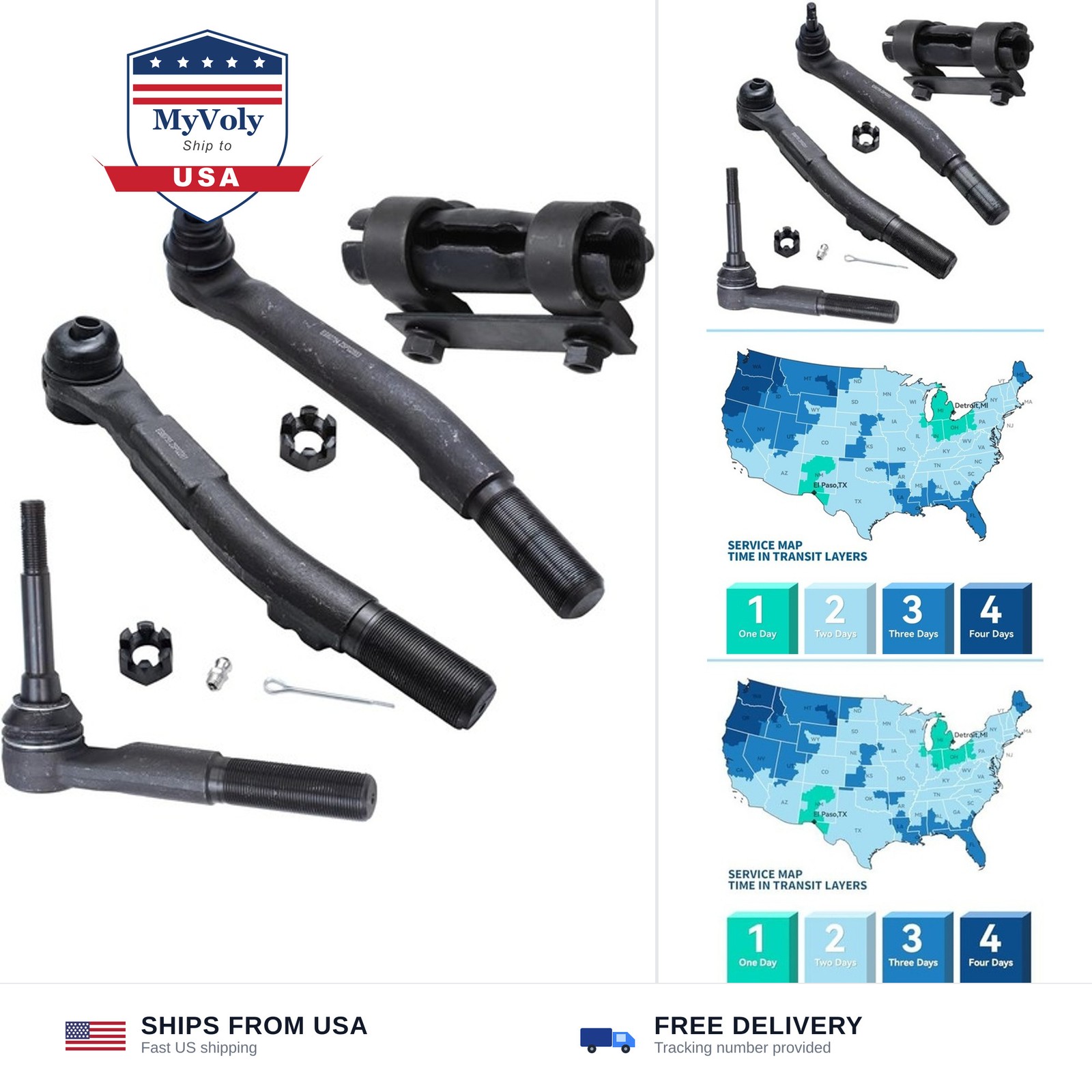 Detroit Axle – 4WD Front 4pc Tie Rods Kit for Ford F-250 F-350 F-450 F-550 Su…