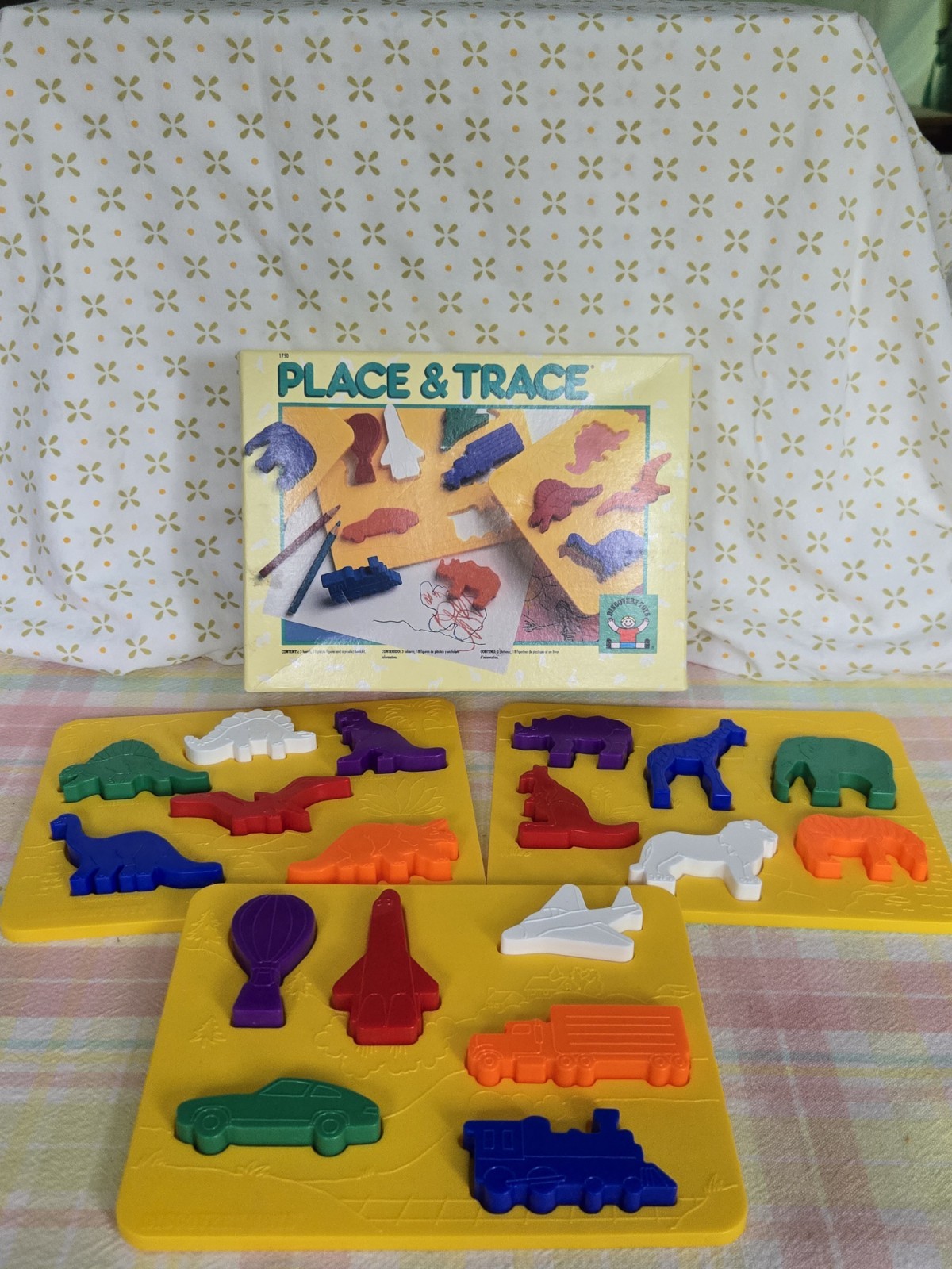 Discovery Toys Vintage Place and Trace Puzzle Stencil Set Complete Set