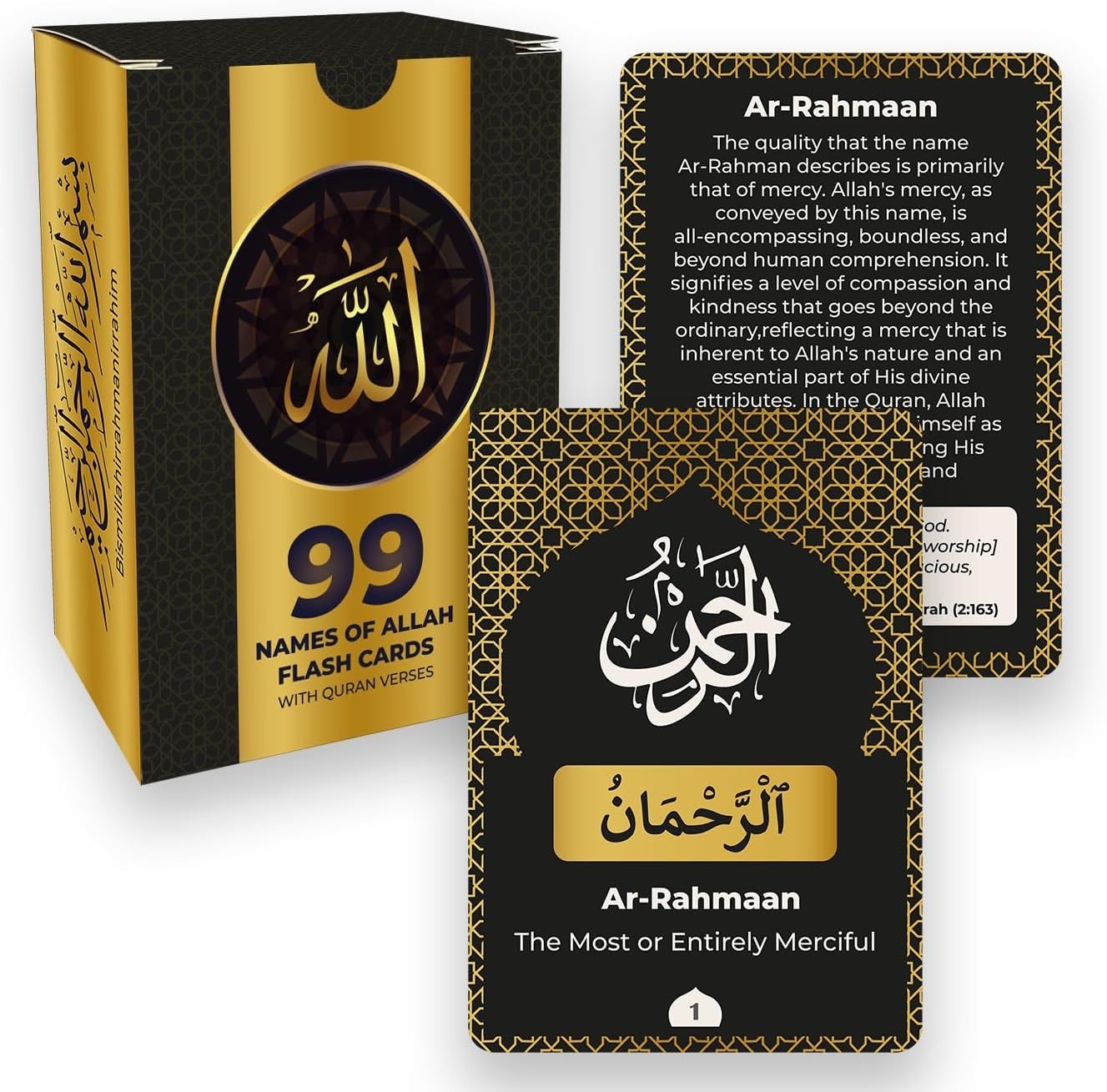 99 Names of Allah Flashcards with Quran Verses Dual Language Arabic English …