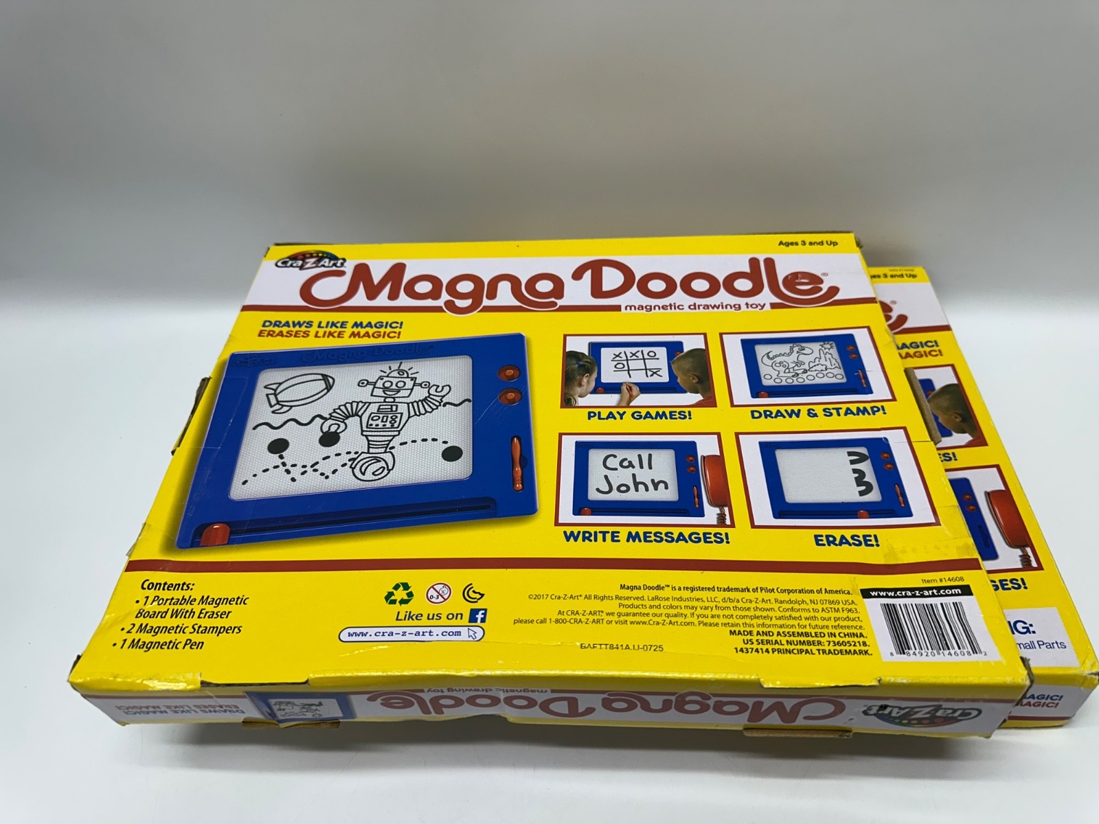 2pk Retro Magna Doodle Blue White 15×11 Magnetic Drawing Board for Kids