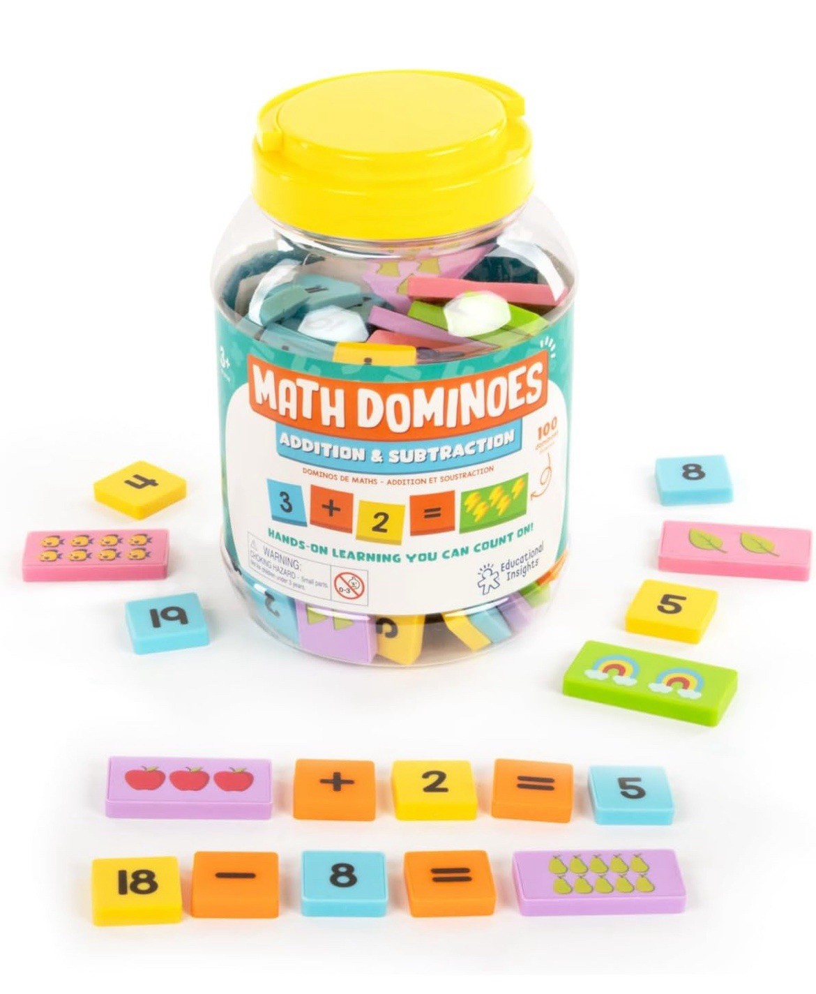 Educational Insights -60 Symbol & 40 Pictures Math Dominoes Add & Subtraction