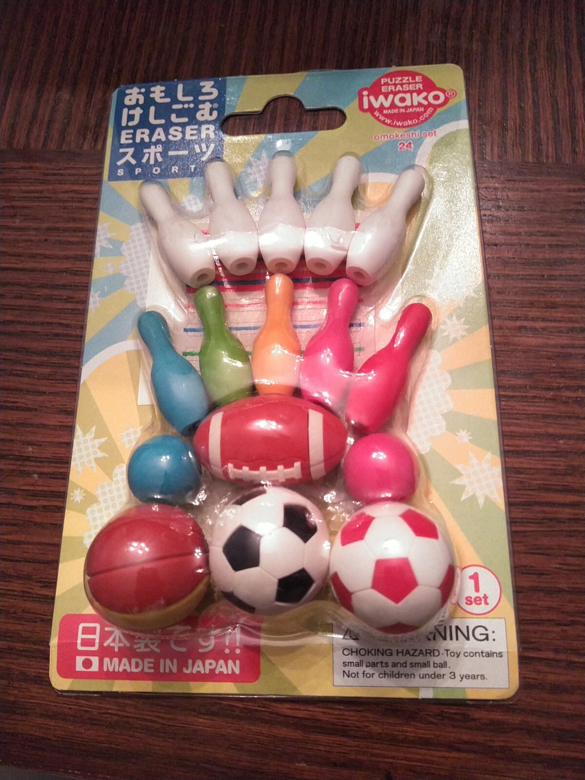 IWAKO Japanese Puzzle Erasers SPORTS COMBO Blister Card Set
