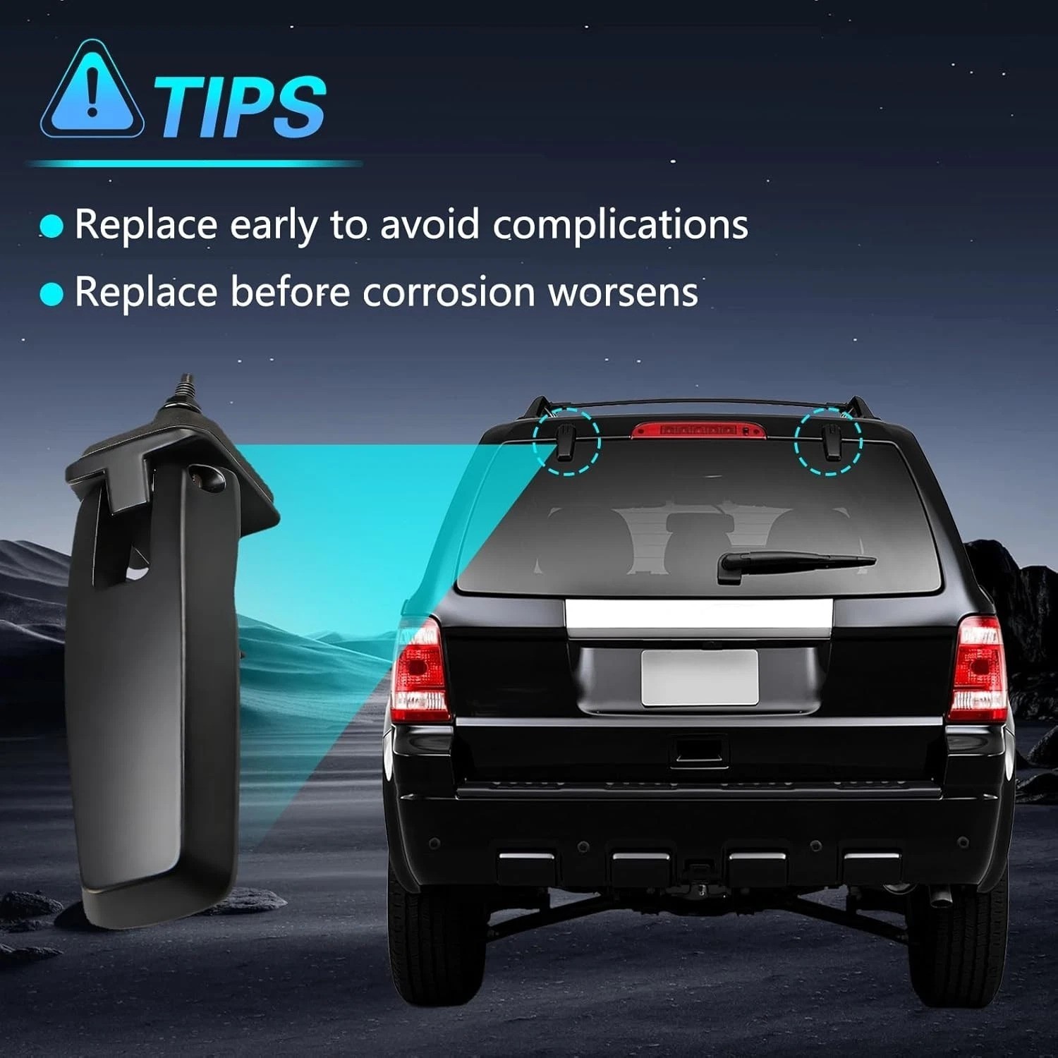 Pair of Rear Window Hinges Compatible with 2008-2012 Ford Escape, Lift-Gate