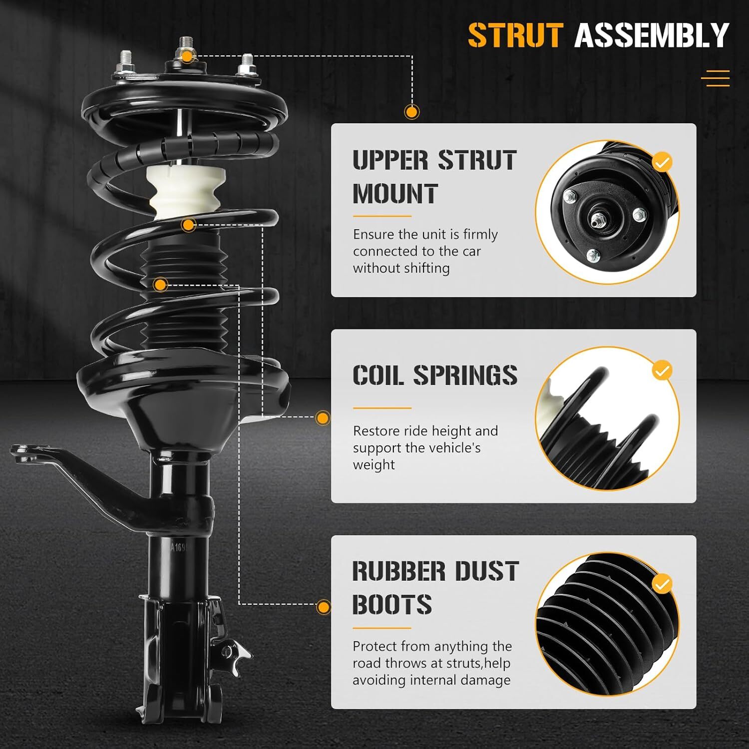 Front Left and Right Complete Strut Spring Shock Absorber Fits for Honda Element