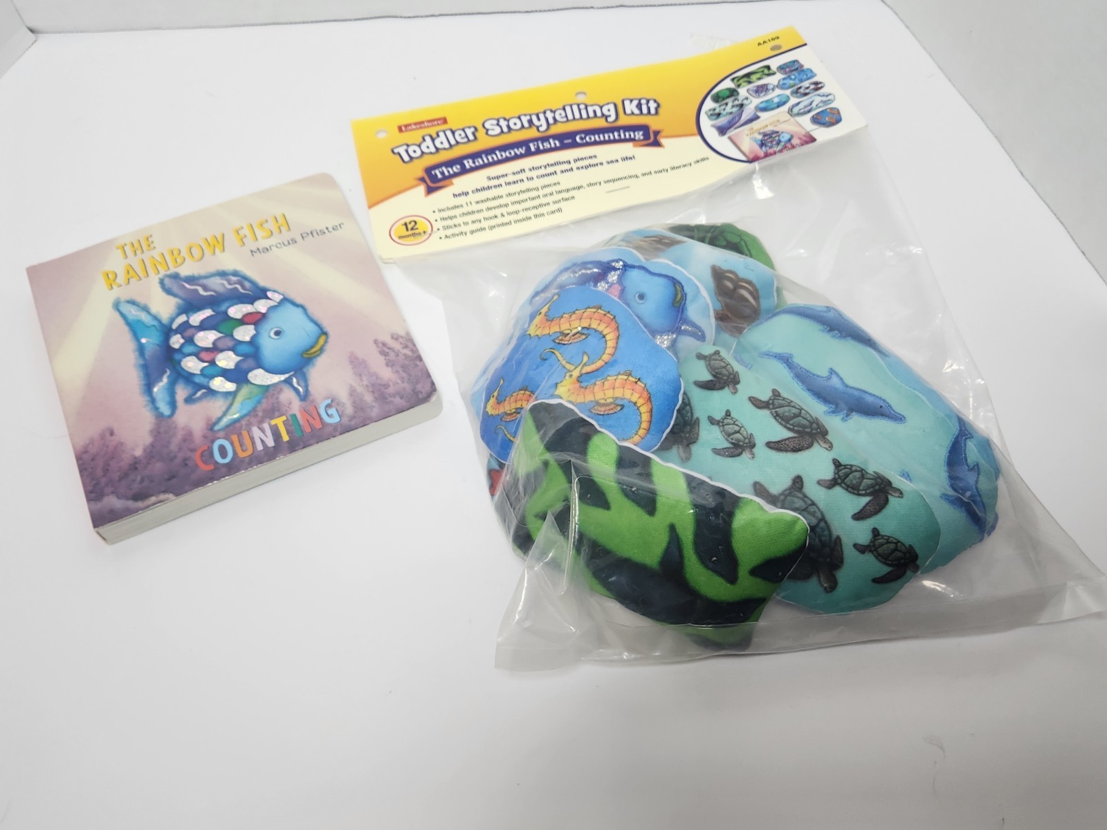 Lakeshore Toddler Storytelling Kit Rainbow Fish Counting Book Plush Pieces Set