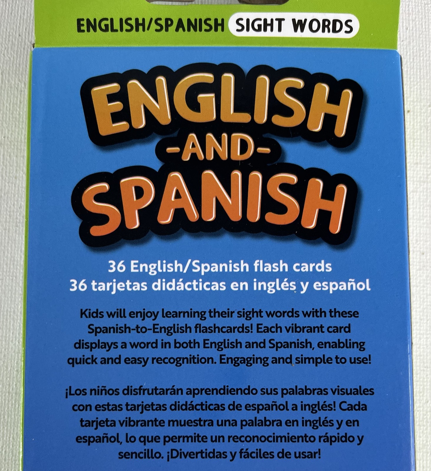 English Spanish First Sight Words Flash Cards 76 Total . Ages 3+ New