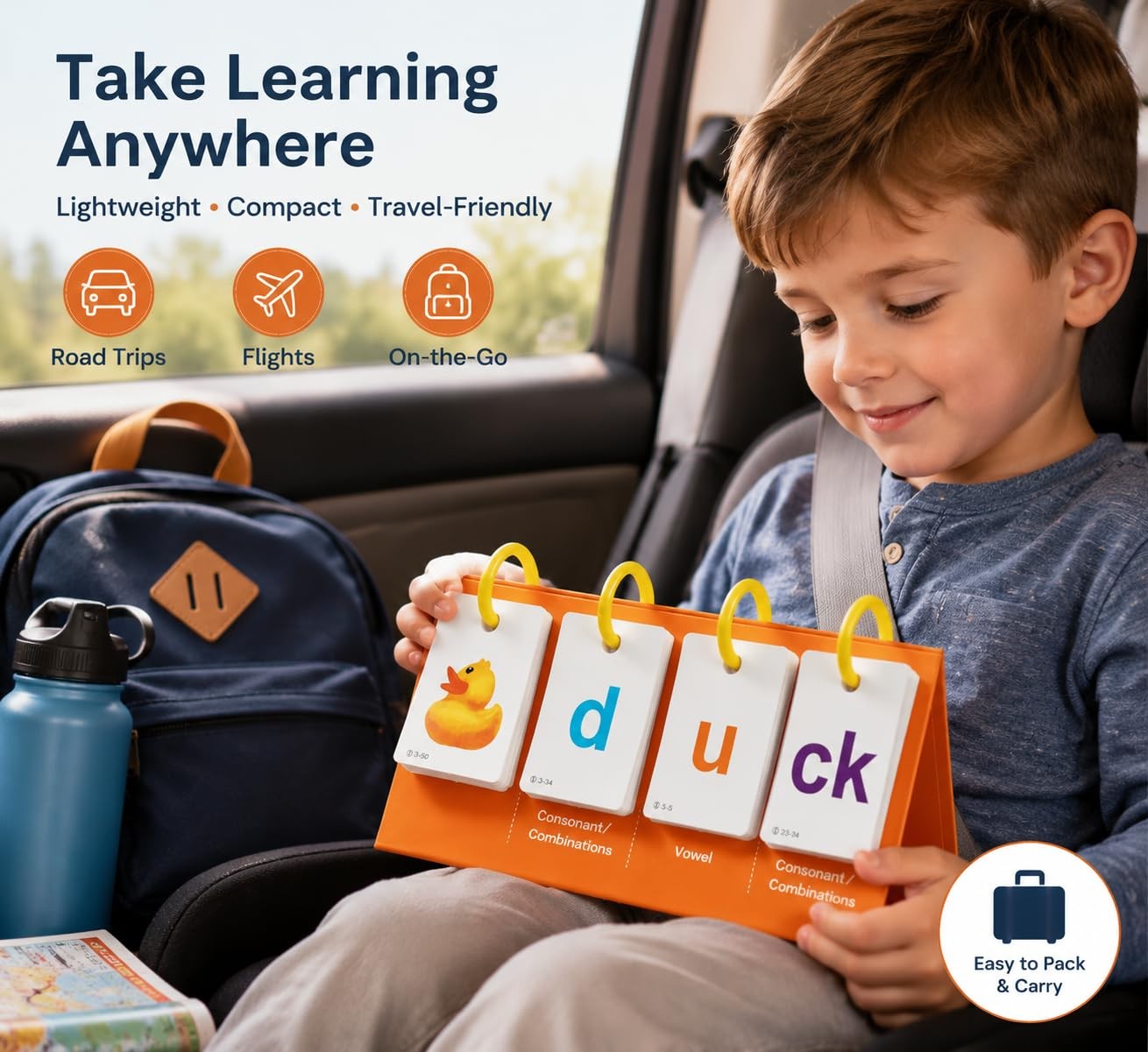 Alened Phonics Flash Cards for Kids 3-8, Sight Words 4″×8.2″, Orange