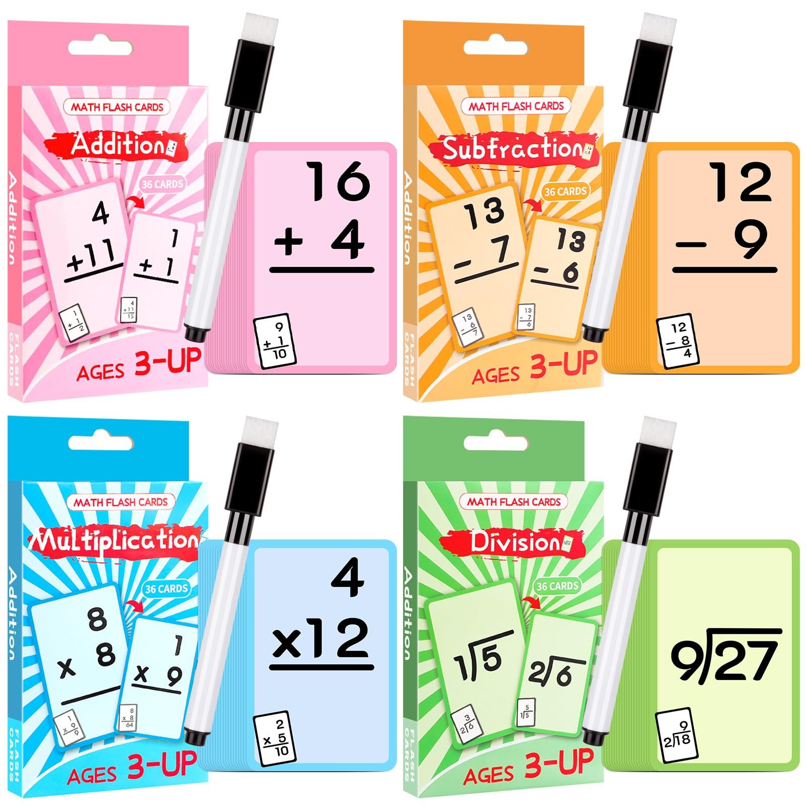 Math Flash Cards, Multiplication Division Addition Subtraction Flash Cards
