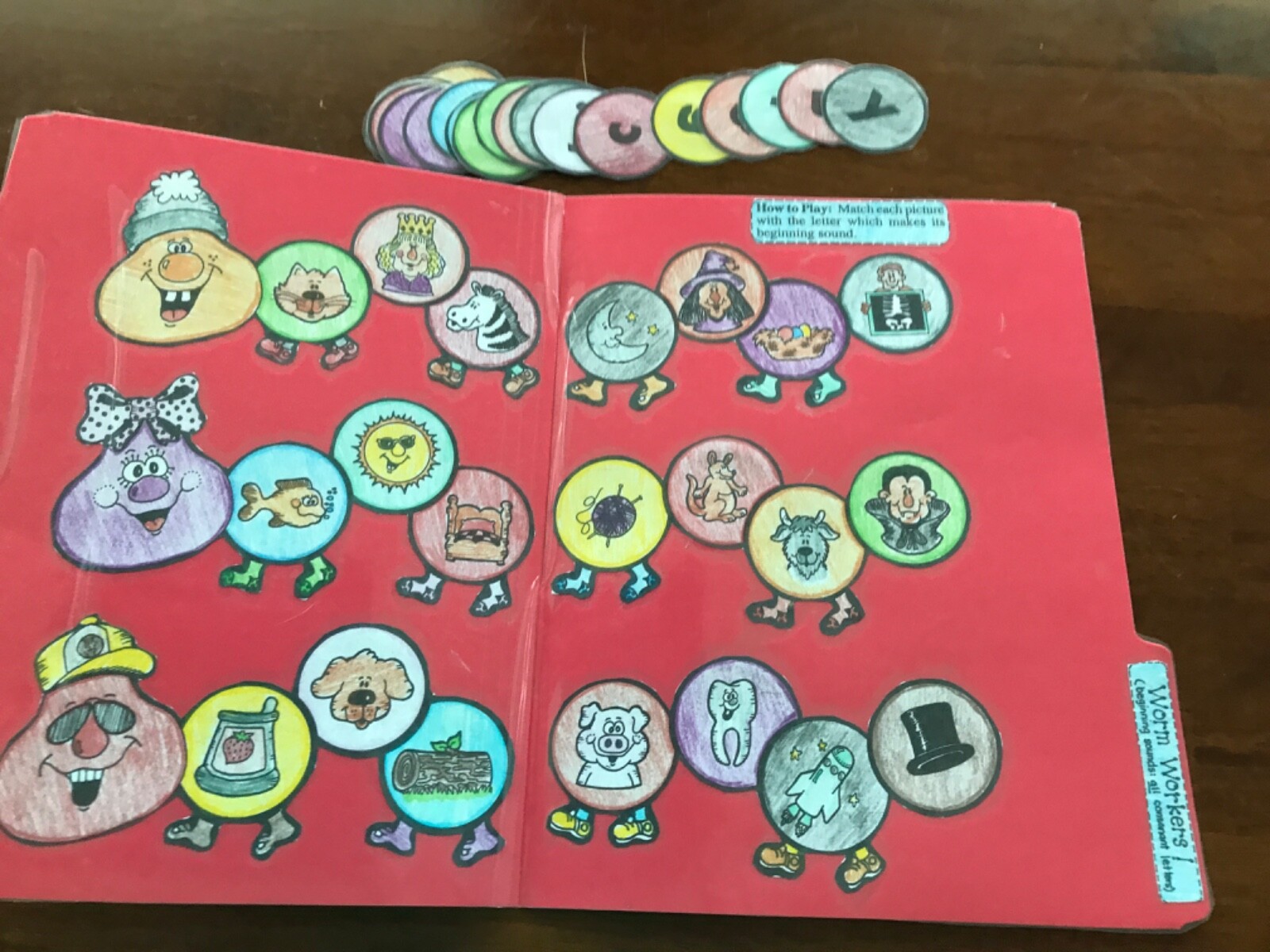Worm Workers! beginning Sounds Grade K language Art file folder game teacher
