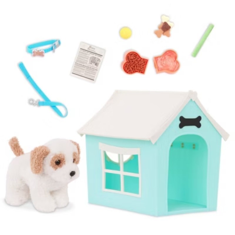 Puppy Place Pet Dog Plush & Dog House Accessory Set for 18'' Dolls