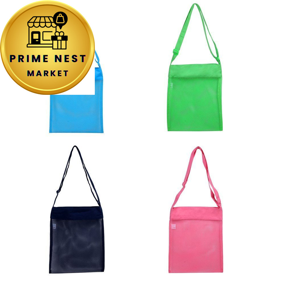Colorful Mesh Beach Bags 11.4 x Adjustable size, Blue, Pink, Green, Black