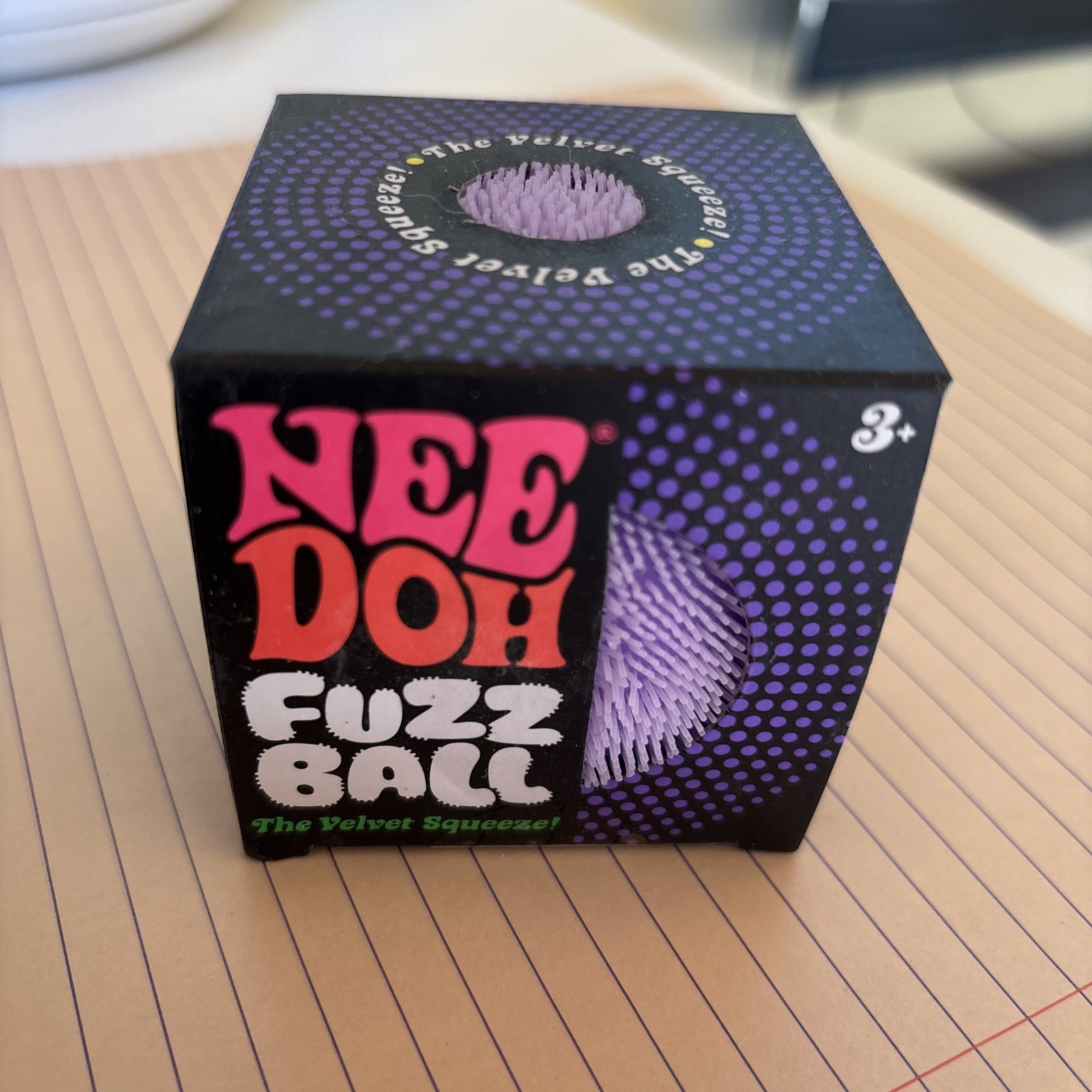 Needoh FUZZ BALL The Velvet Squeeze Nee Doh Squish Ball NEE-DOH Fuzzball Purp