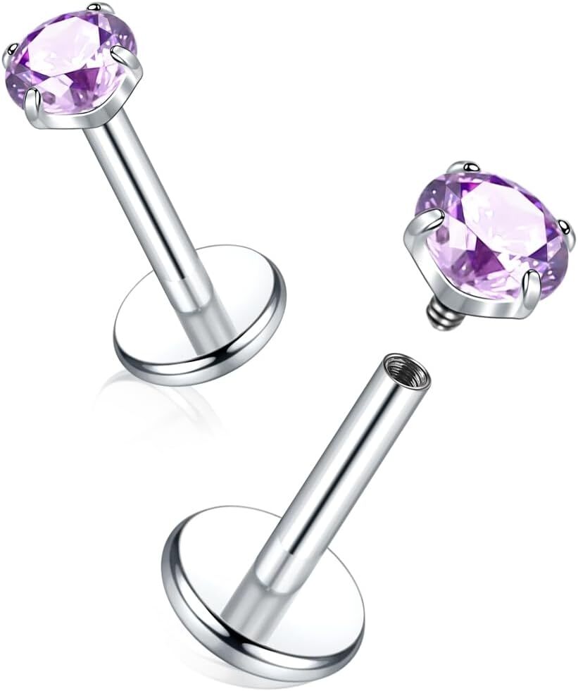 Oveta Titanium Flat Back Studs Earrings for Tragus Cartilage Piercing Jewelry