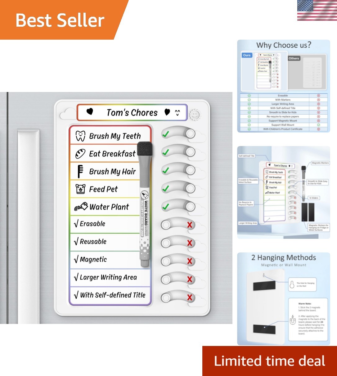 Fun and Safe Chore Chart for Kids – Interactive Planning Board with Markers