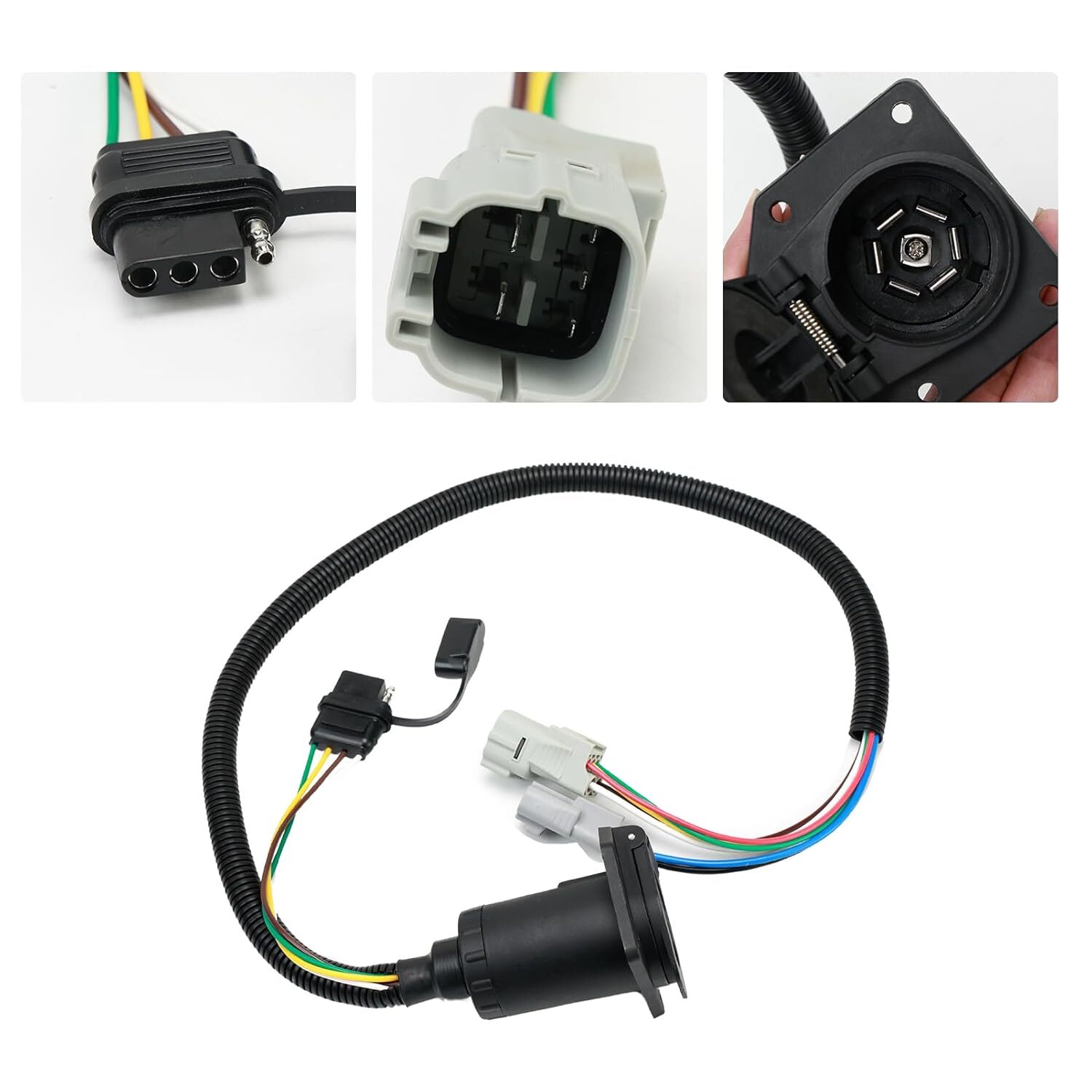 Multi-Tow 7 Way Blade and 4 Way Flat Trailer Wiring Harness Adapter for
