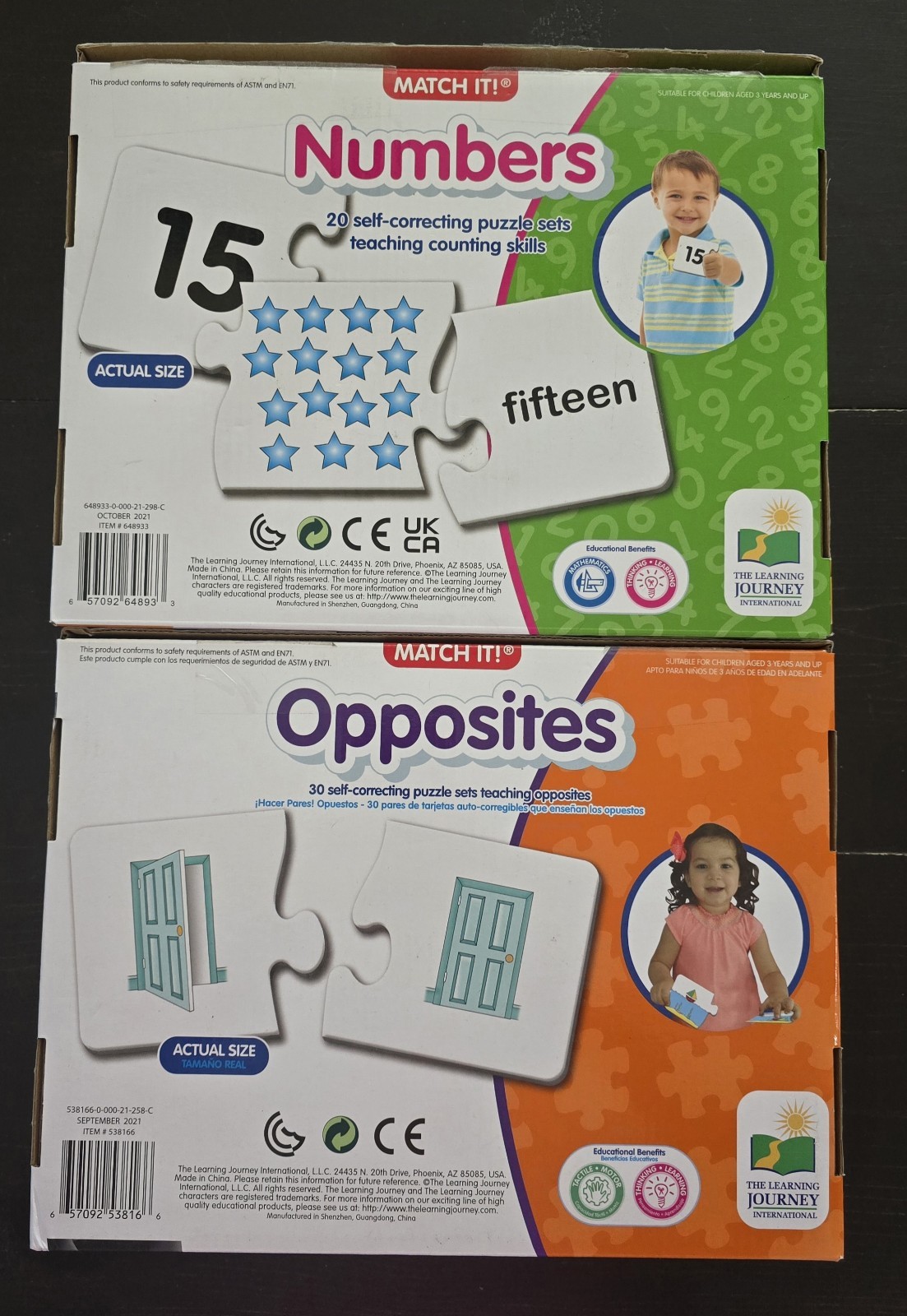 Match It Learning Numbers & Opposites Self Correcting Puzzle Set Learning Fun