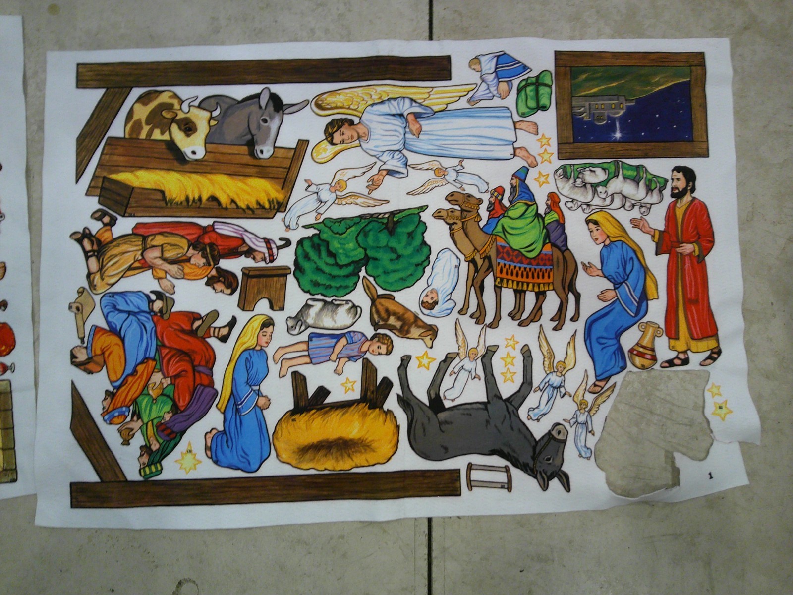 Vintage Bible Nativity Story Felt Board Panel Jesus Mary Joseph