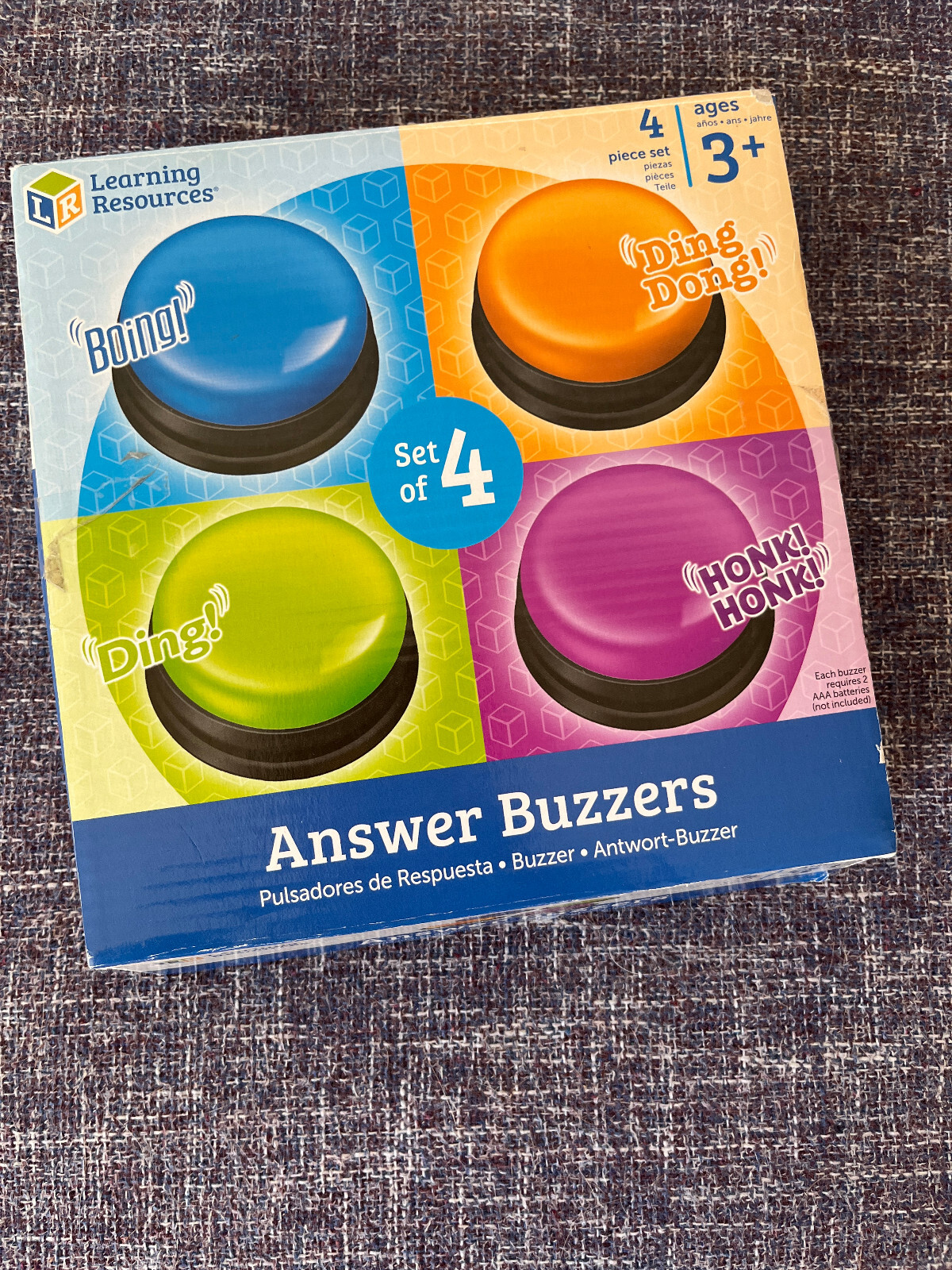 Learning Resources Answer Buzzers, Set of 4, Ages 3+, Assorted Colors Sounds