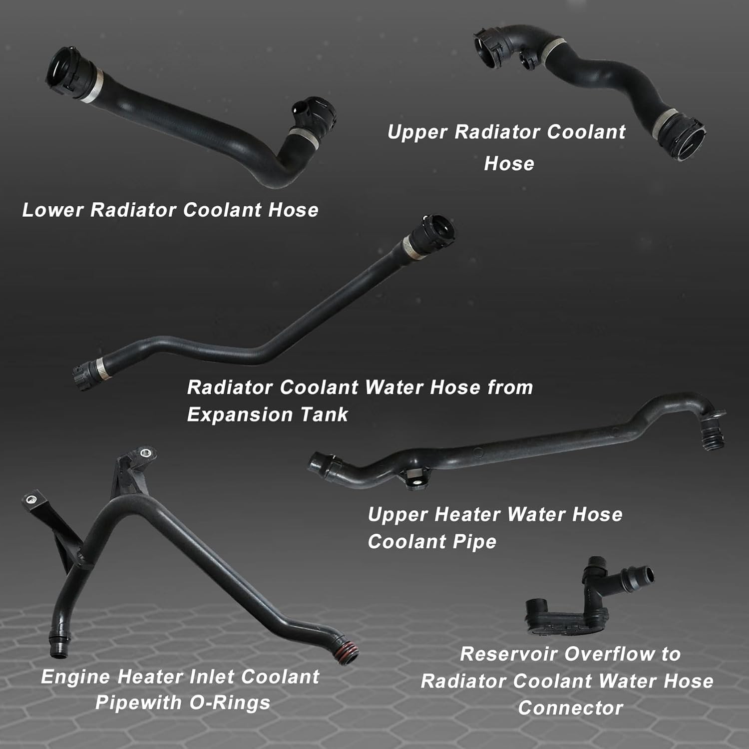 FZJDSD 7Pcs Set Expansion Tank Coolant Radiator Hose Kit Compatible with BMW