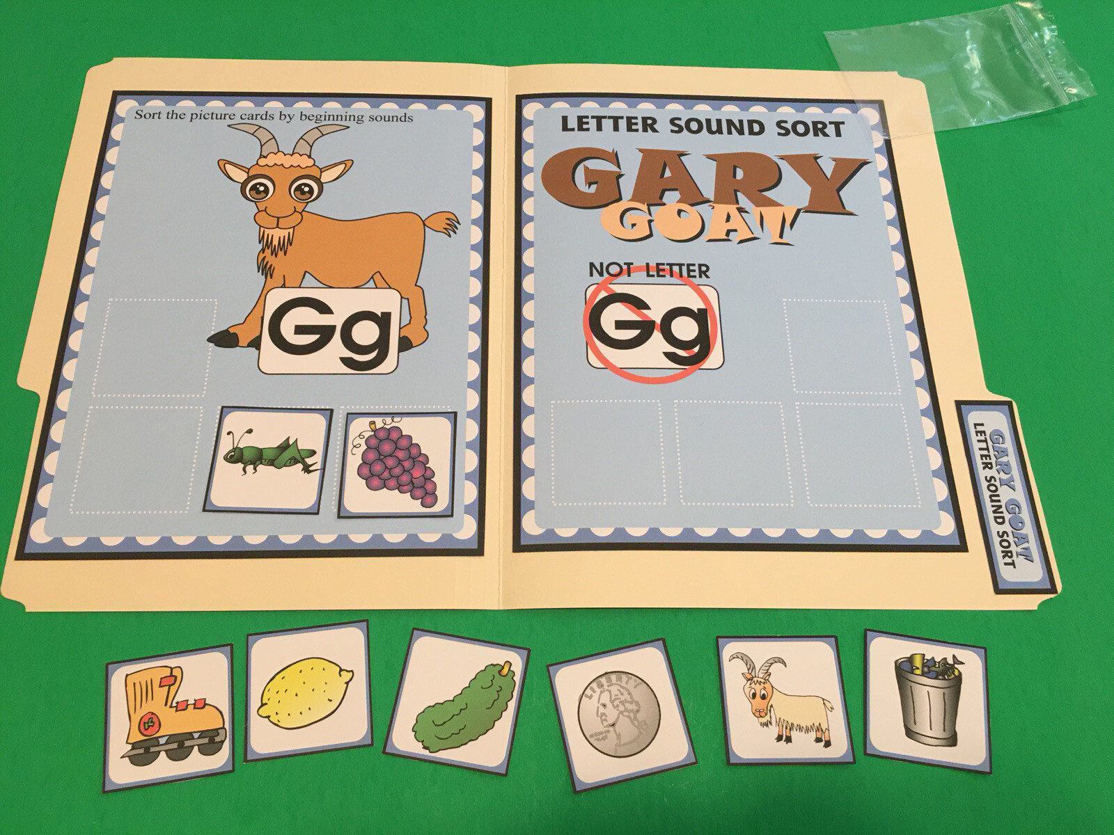 Gary Goat – Letter Gg – DIY File Folder game – Printed / Uncut