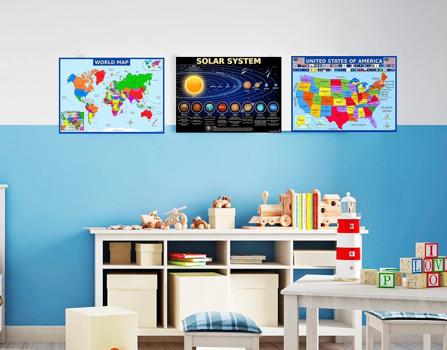 Multicolor Educational Wall Art Posters Set for Kids Learning Decor 14×19.5