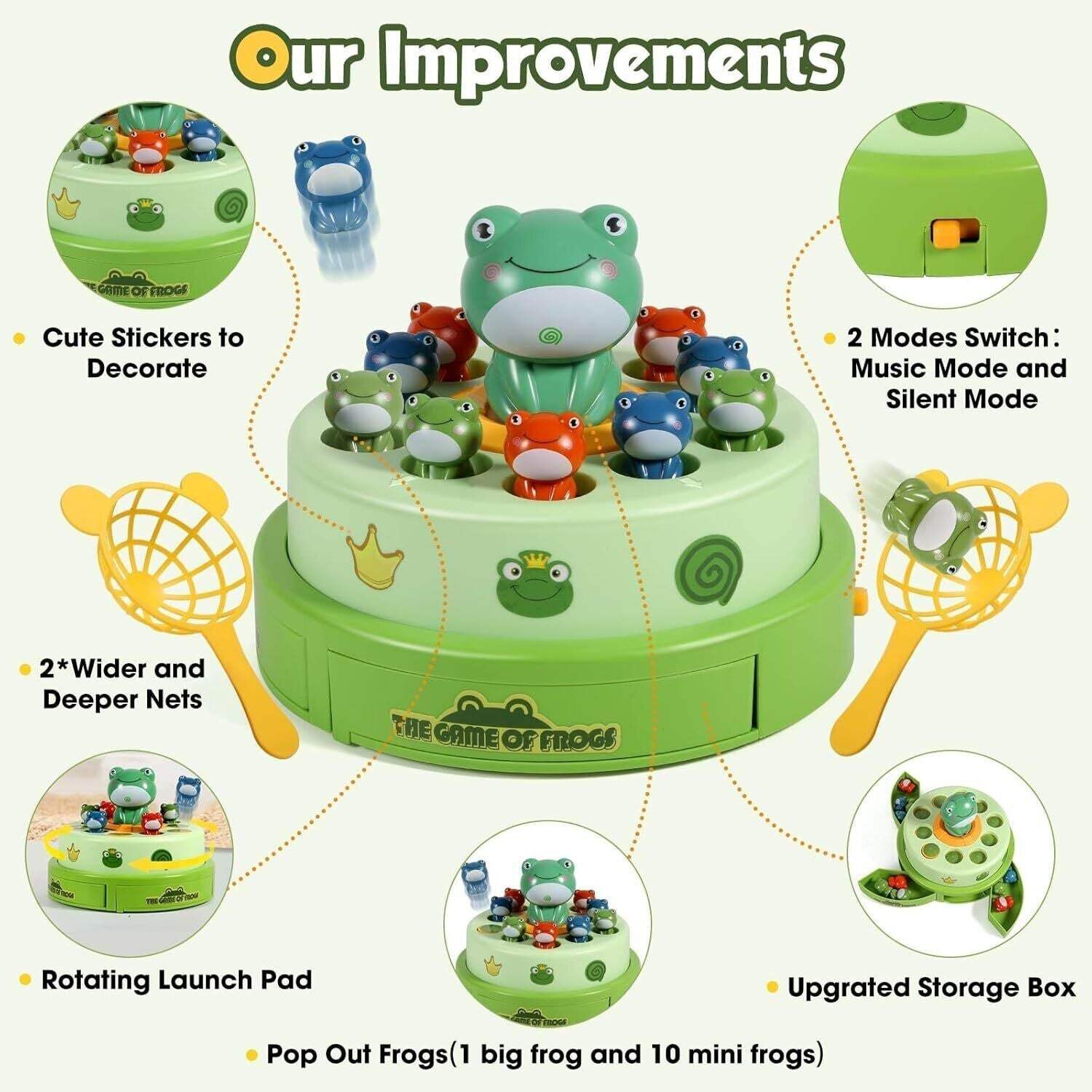 Boys Girls Frog Pop Out Catch Toys for Ages 3-13, Music Rotate Launch