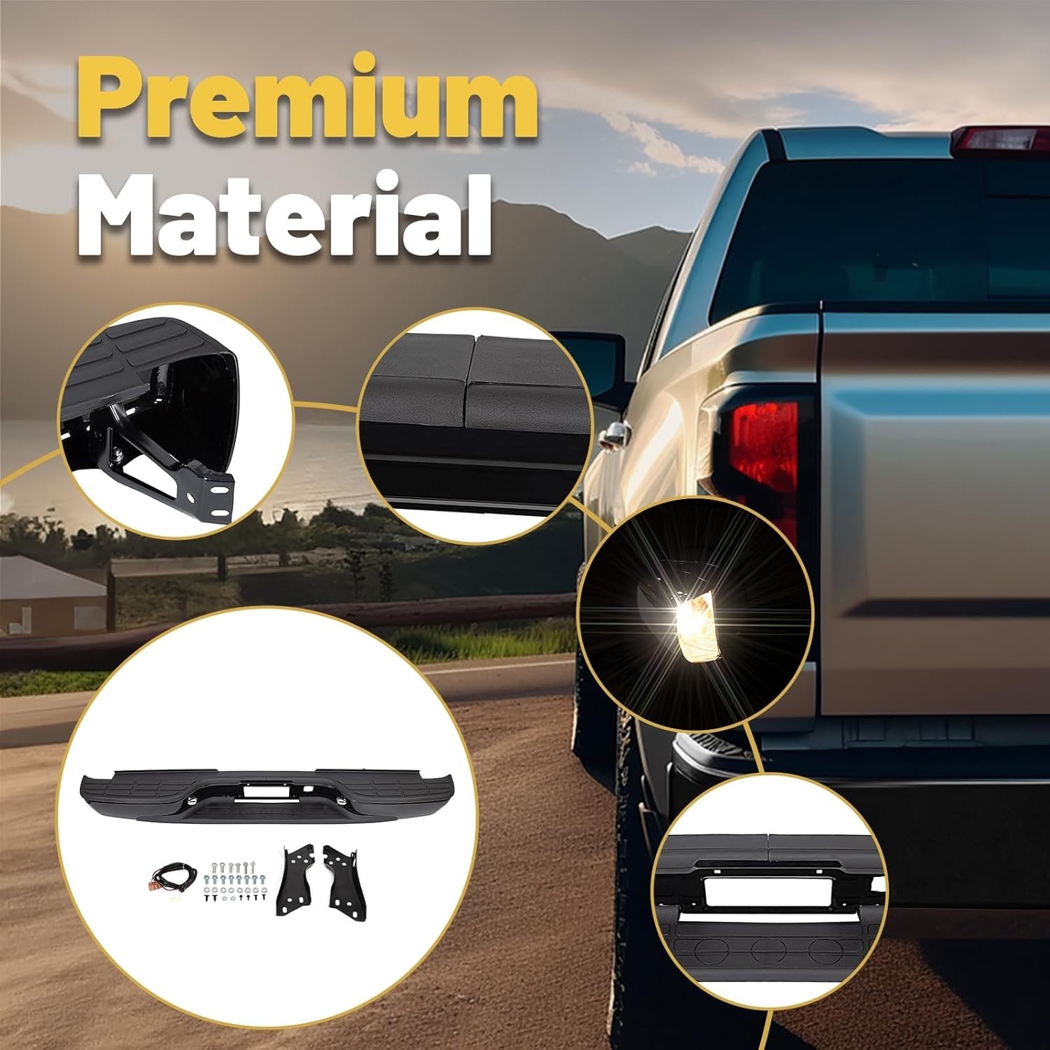 ECOTRIC Rear Step Bumper Compatible with 1999-2007 Chevy Chevrolet Silverado GMC