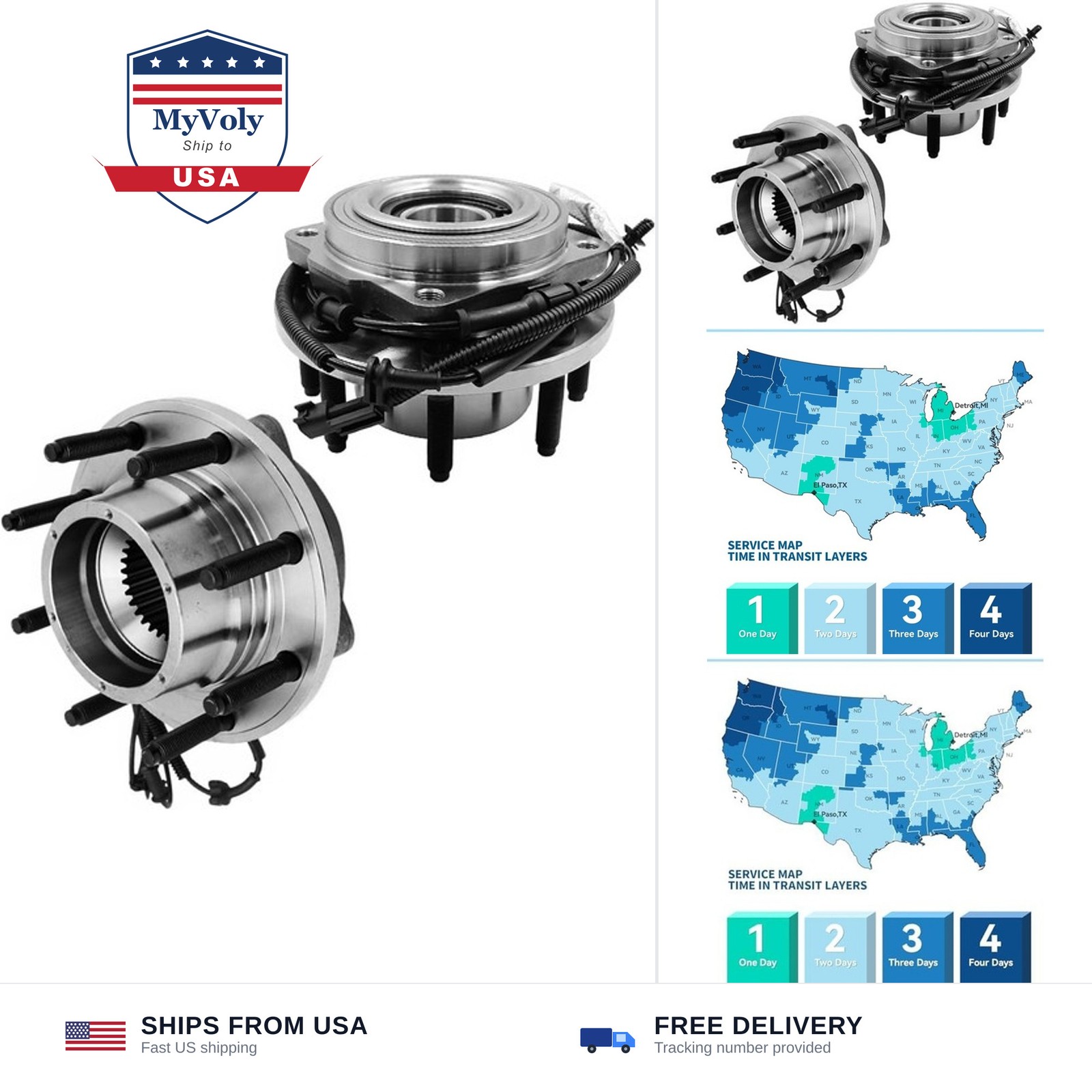 Detroit Axle – 4WD Front Wheel Bearing Hubs for 2017-2022 Ford F-250 F-350 Su…