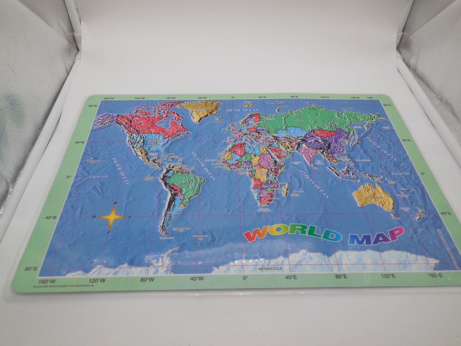 AH Table Desk Placemat Geography Reversible US Map, World Map Wall Poster Lot