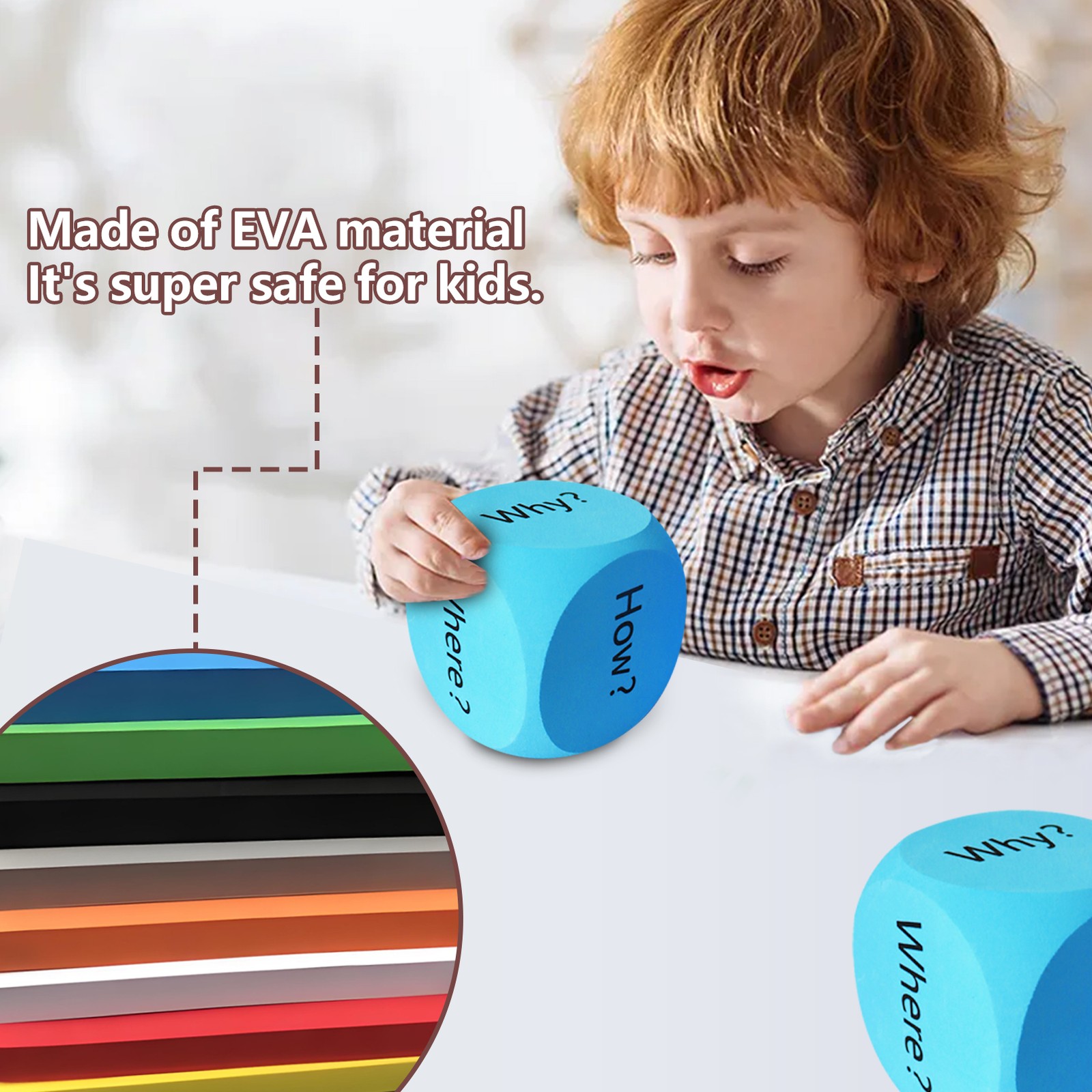 6-Sided Question Dice Cube for Classroom Activities for early learners