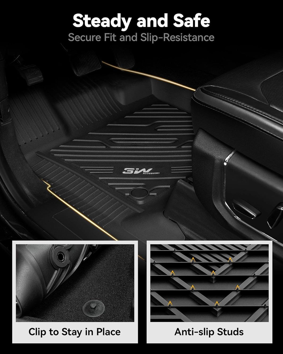 Floor Mats Fit for 2015-2024 2025 Ford F150 / F-150 Lightning Supercrew Cab, TPE