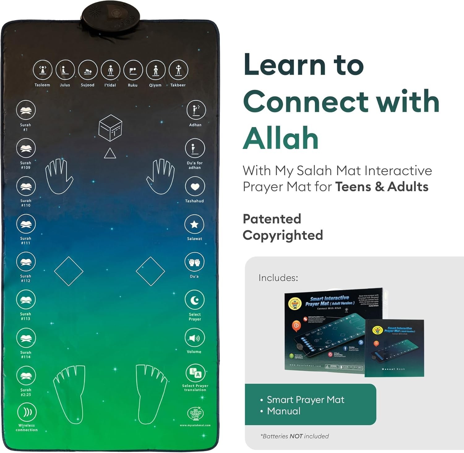for Adults – Smart Interactive Prayer Mat for Adults & Reverts Learning Surah…