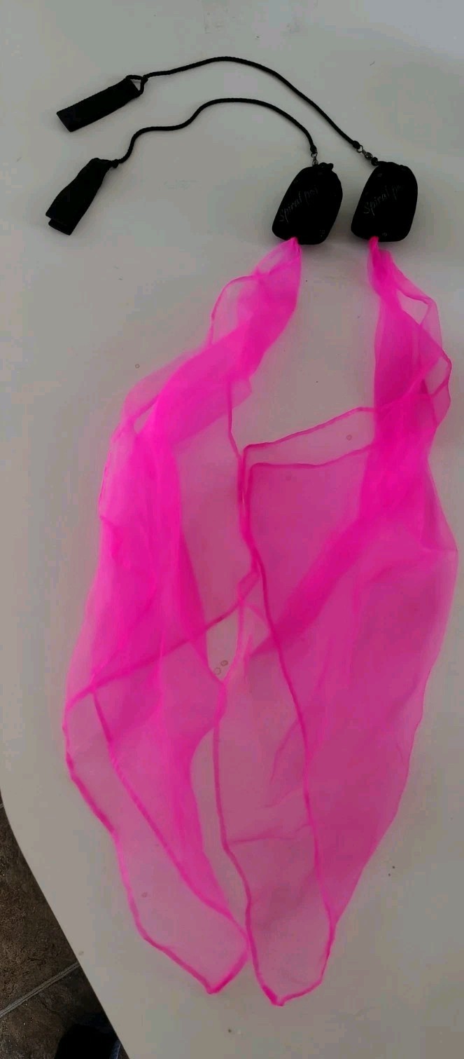 Spiral Poi Spinners Festival Dances Florescent Pink Scarf Set Of 2 Spinners