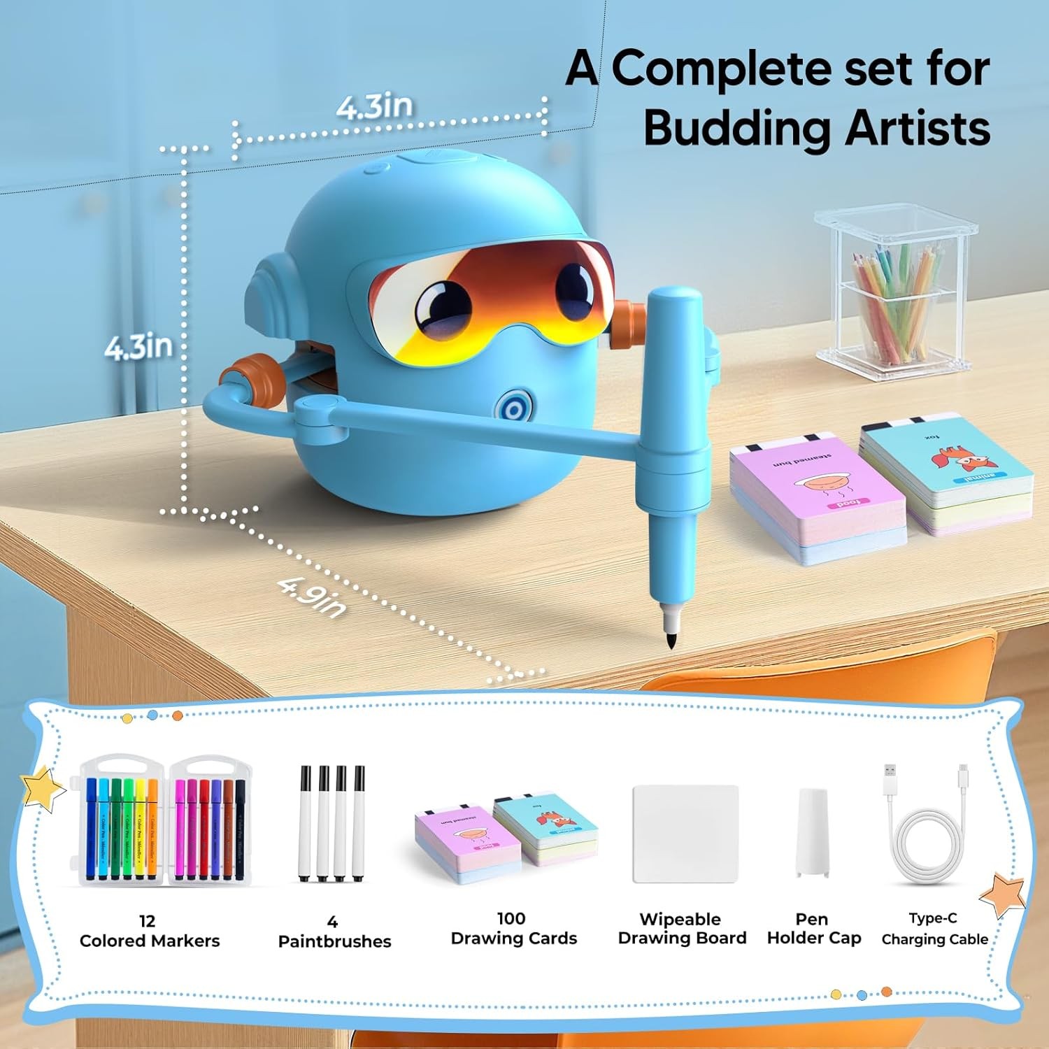 Interactive drawing robot kids learning toy