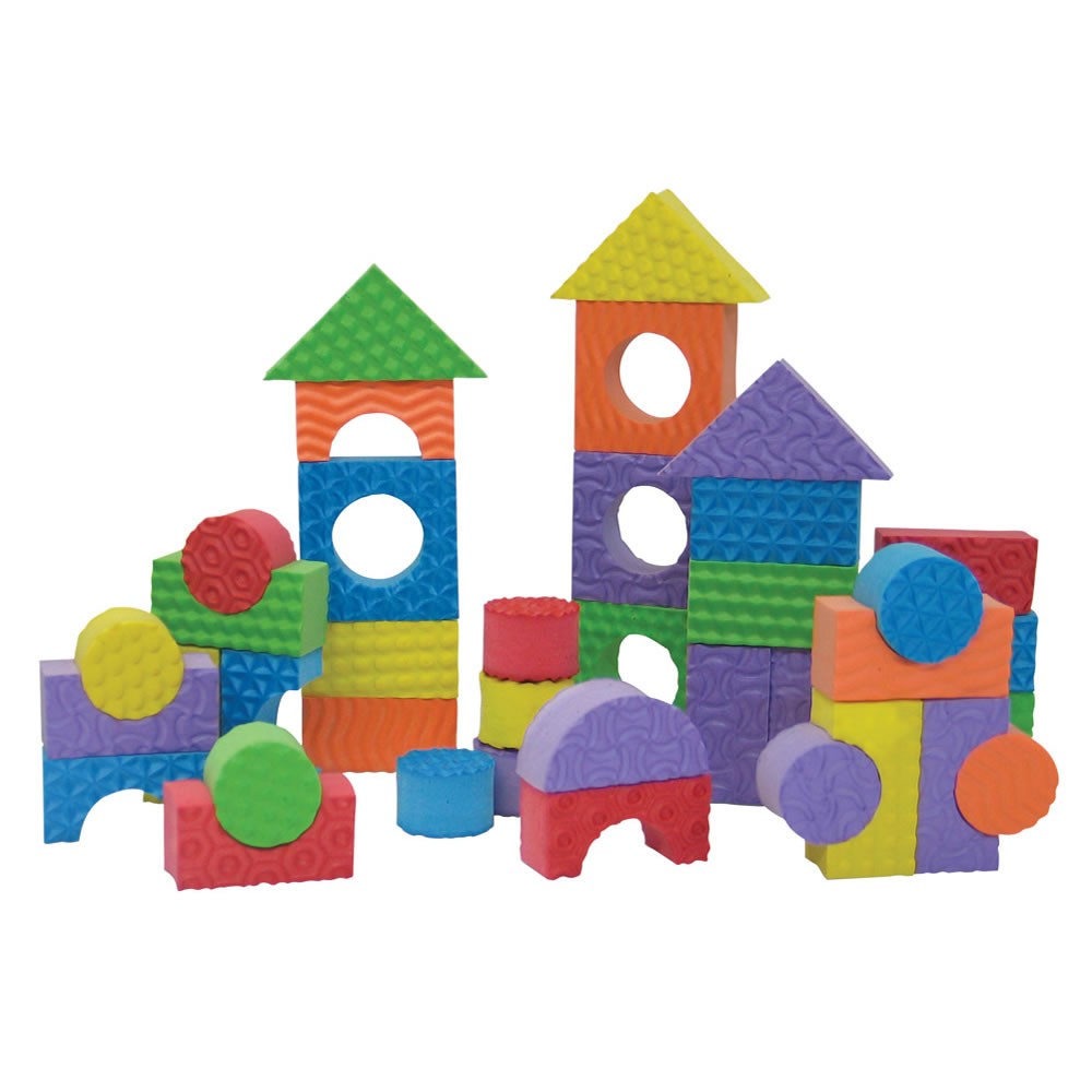 Edushape Textured Blocks Sorting and Stacking Set – Set of 30