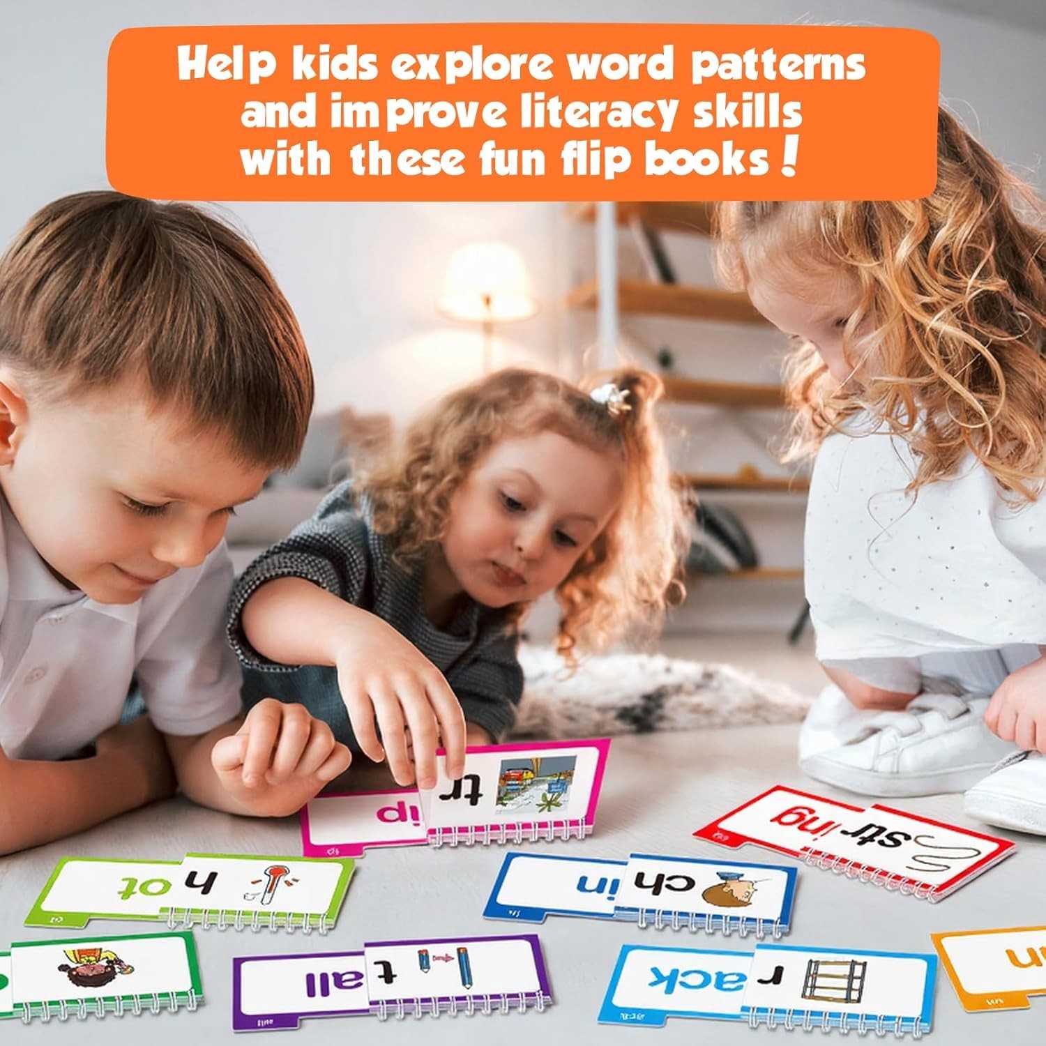 Phonics Flash Cards Word Family Build Book,Learn to Read 30 Read and Rhyme Fl…