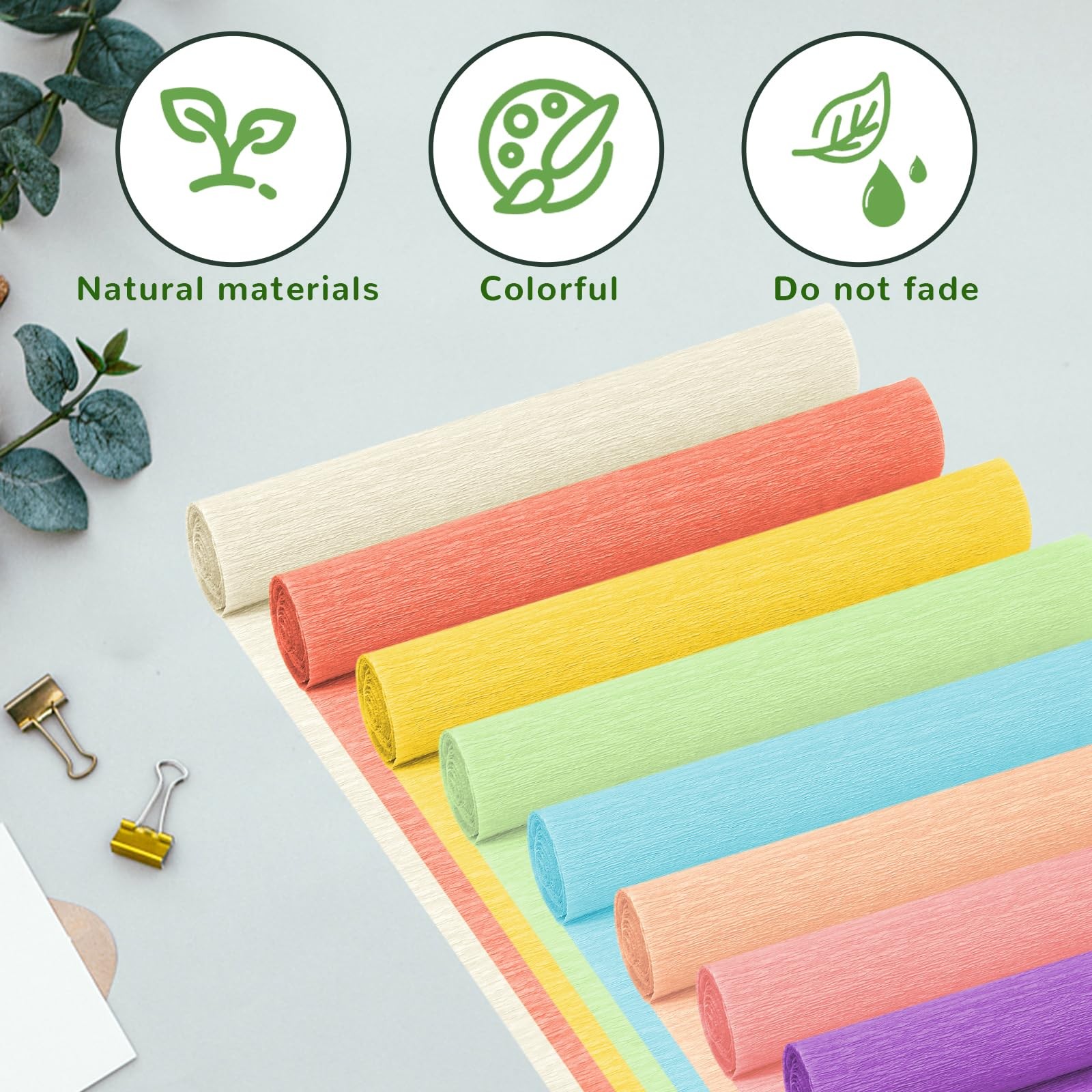 Crepe Paper Streamers 8 Rolls, 10 x 98Inch 8 Pastel Colors