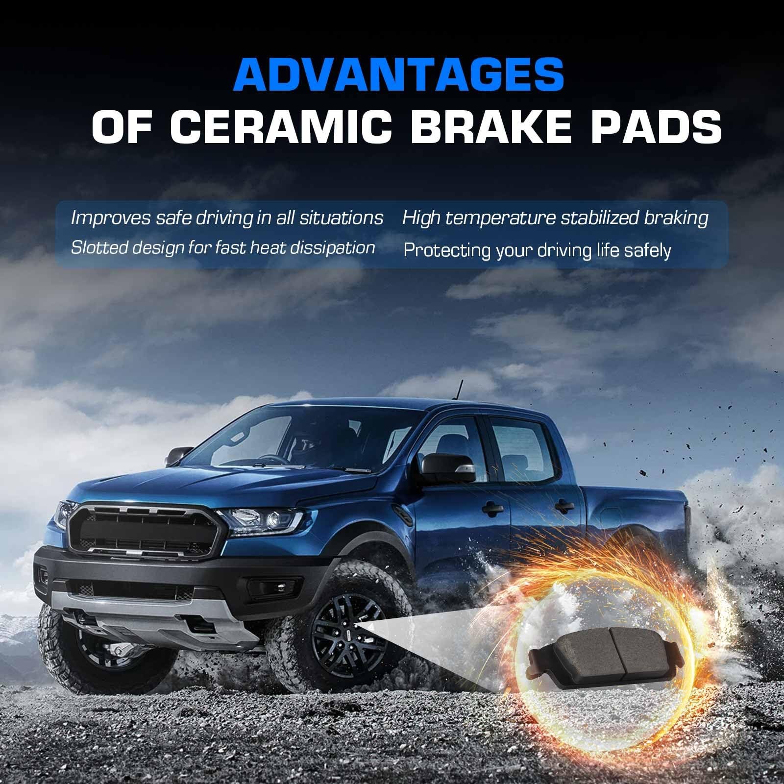 ILONPA Front Rear Semi-Metallic Disc Brake Pads Set for GMC Sierra…