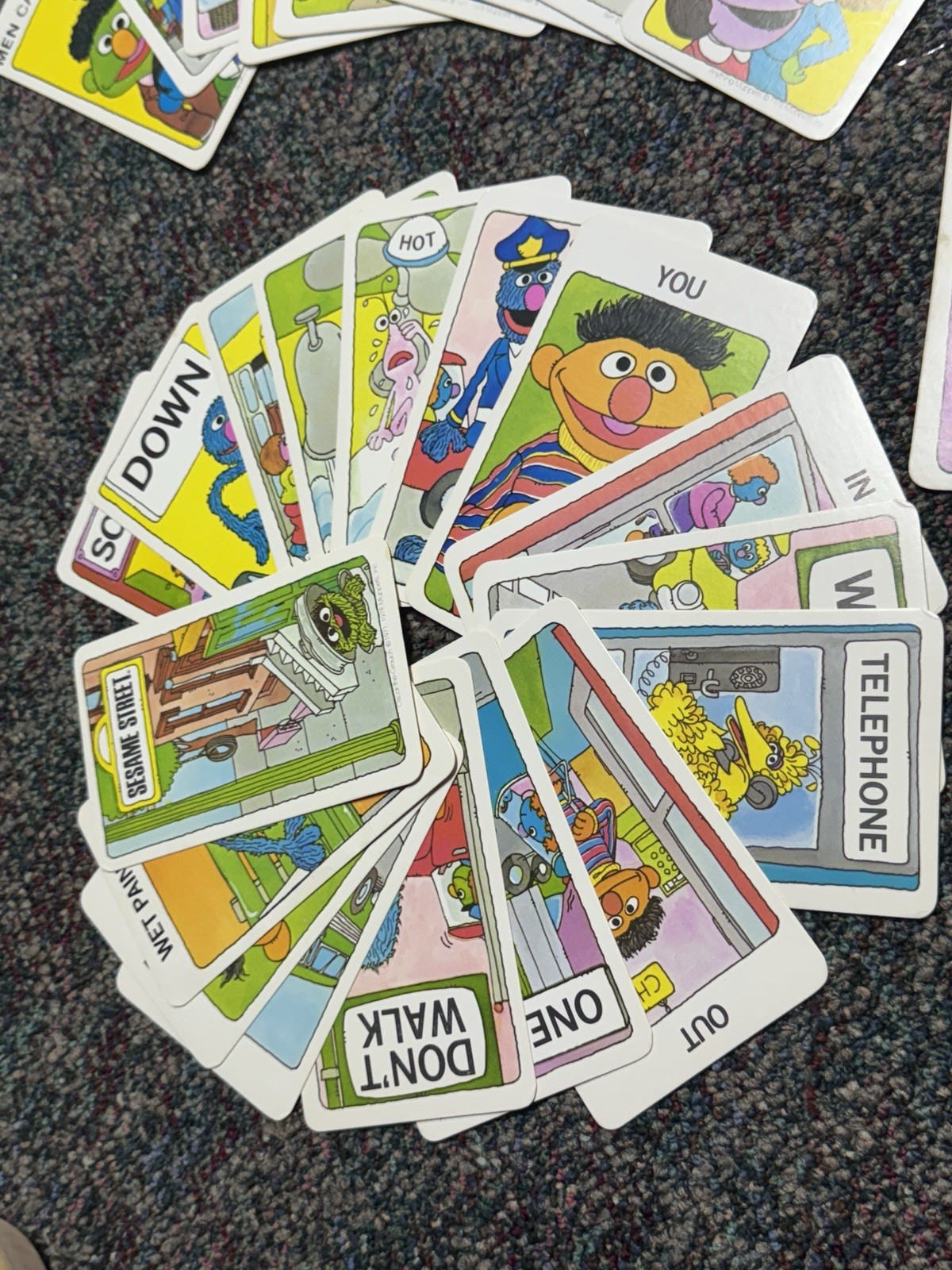 Sesame Street Word Cards Vintage Rare 70’s Grover Spanish And English Teachers