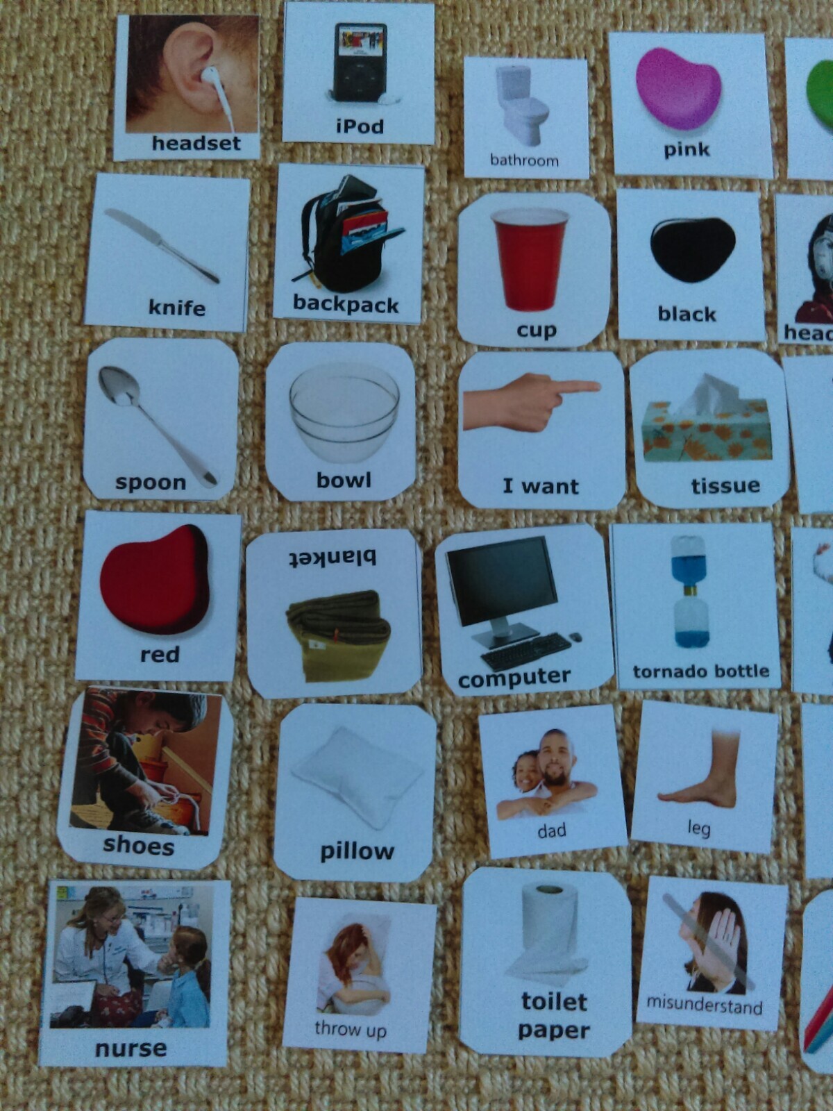 Lot of Plastic Binder Picture Cards Learning Words Speech Therapy Language Help